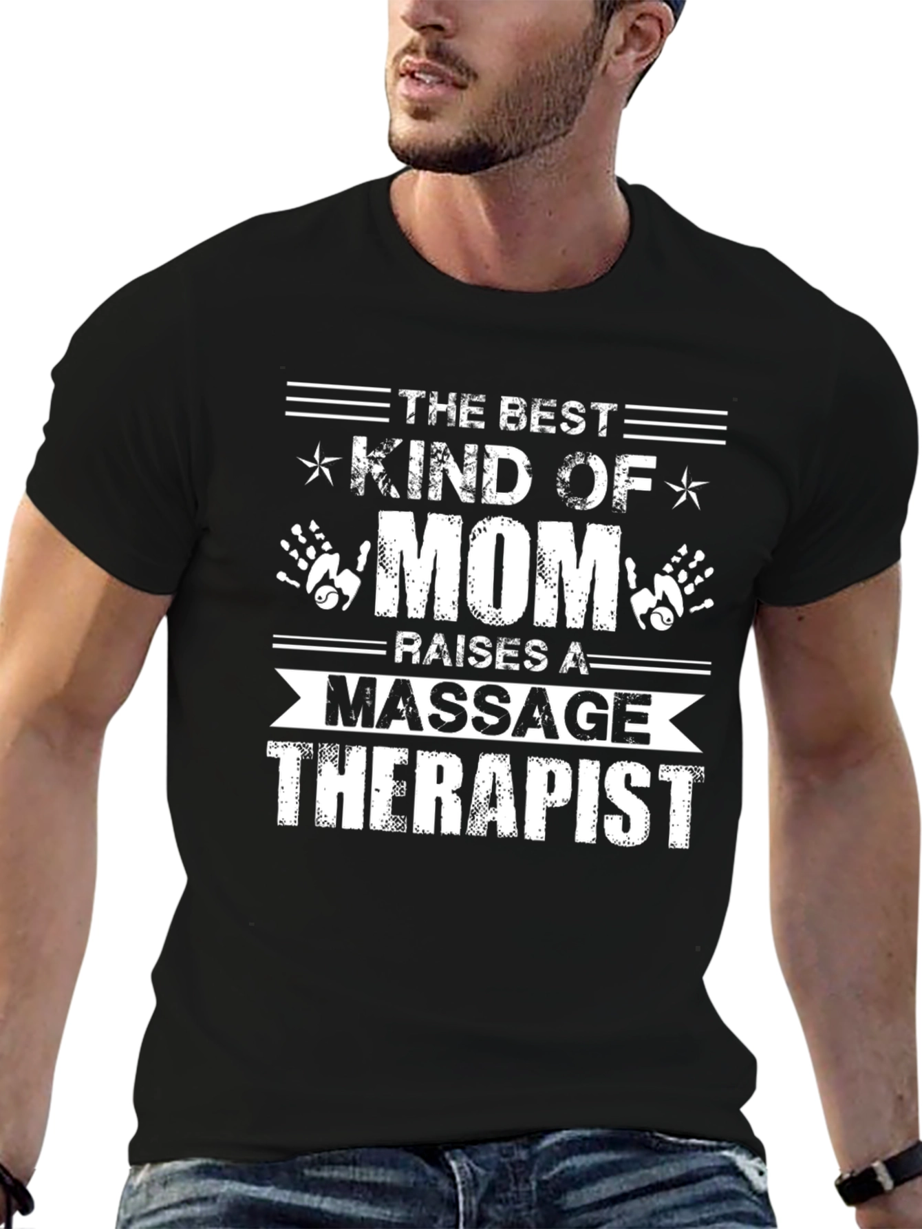 Black Best Mom Massage Therapist T-Shirt view 6