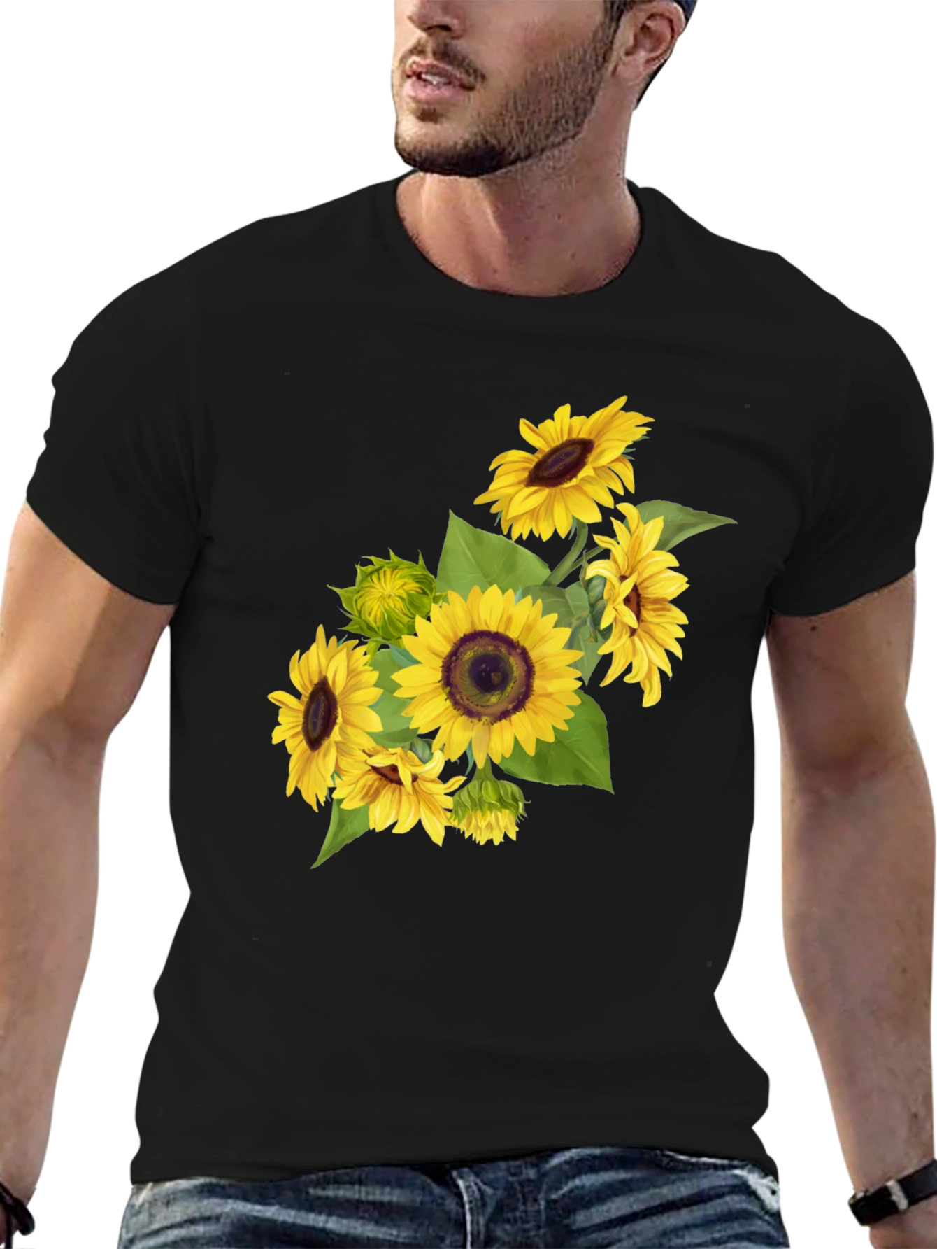 Black Sunflower Graphic Black T-Shirt view 6
