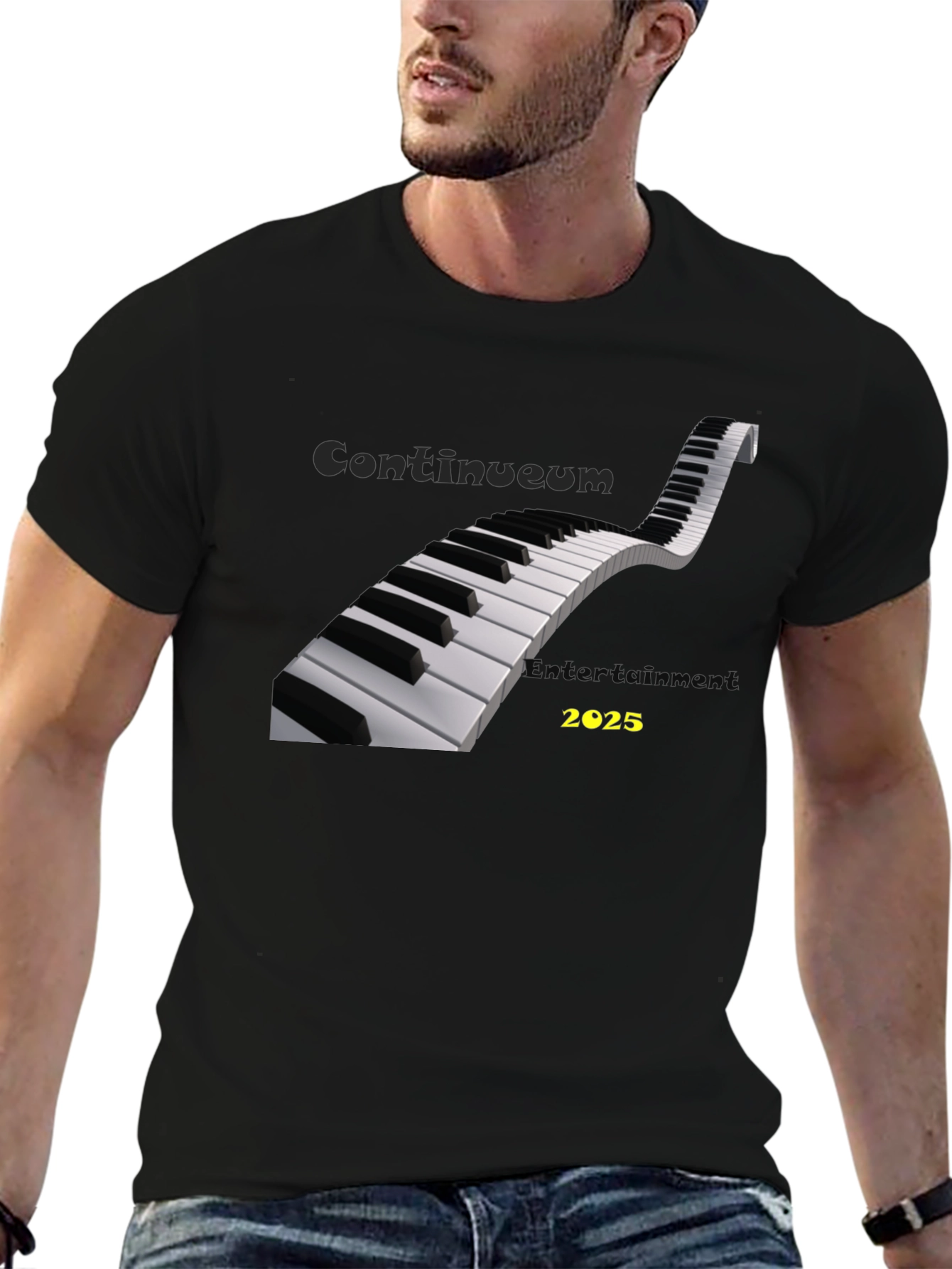 Black Piano Keys T-Shirt - Continuum Entertainment 2025 Black Tee view 6