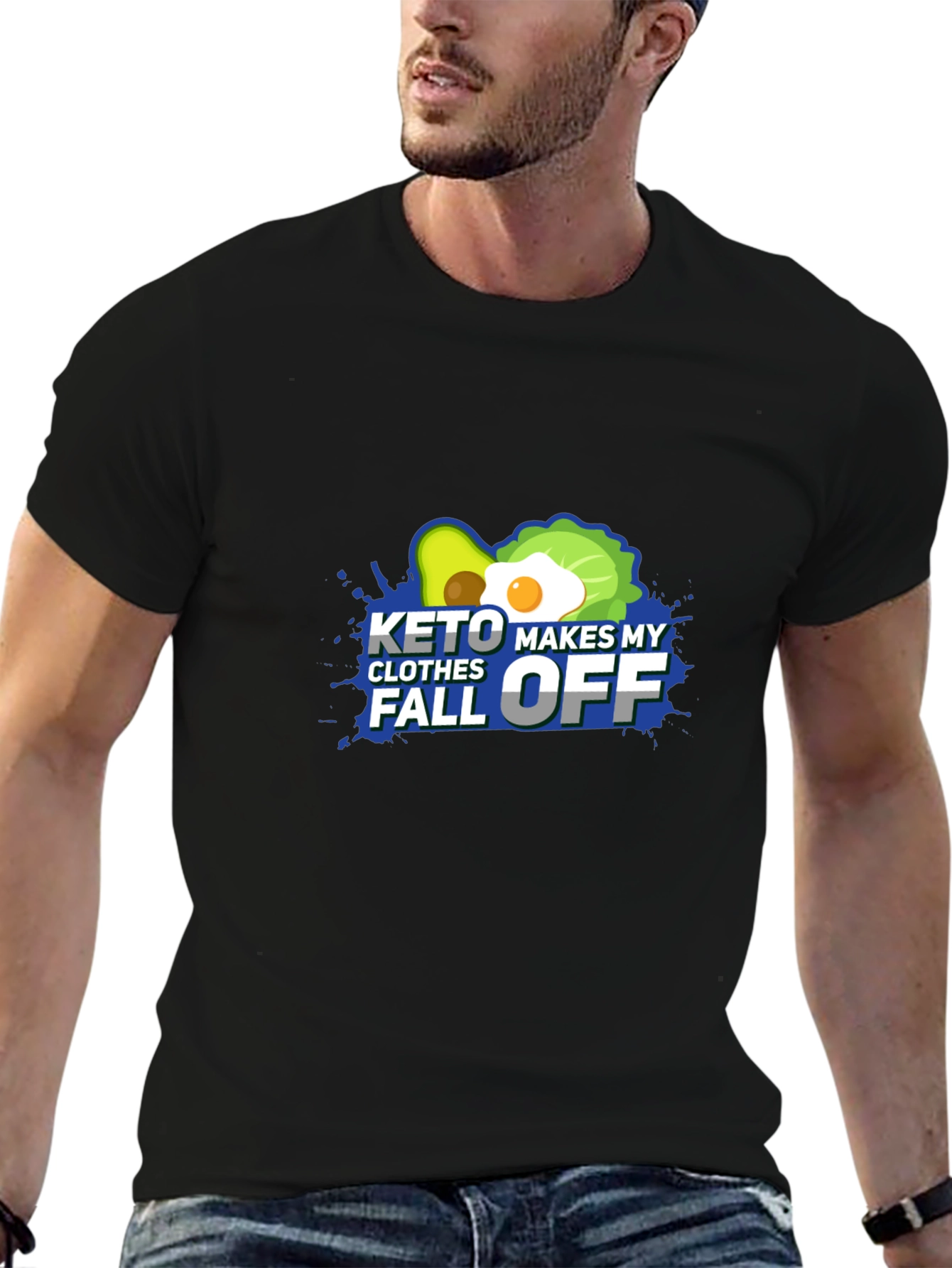 Black Keto Makes My Clothes Fall Off - Black T-Shirt view 6