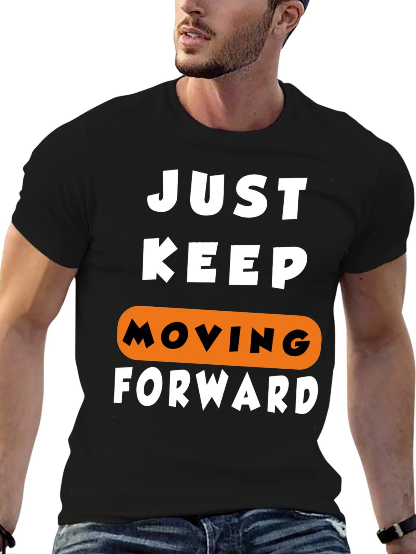 Black Just Keep Moving Forward Graphic Tee view 6