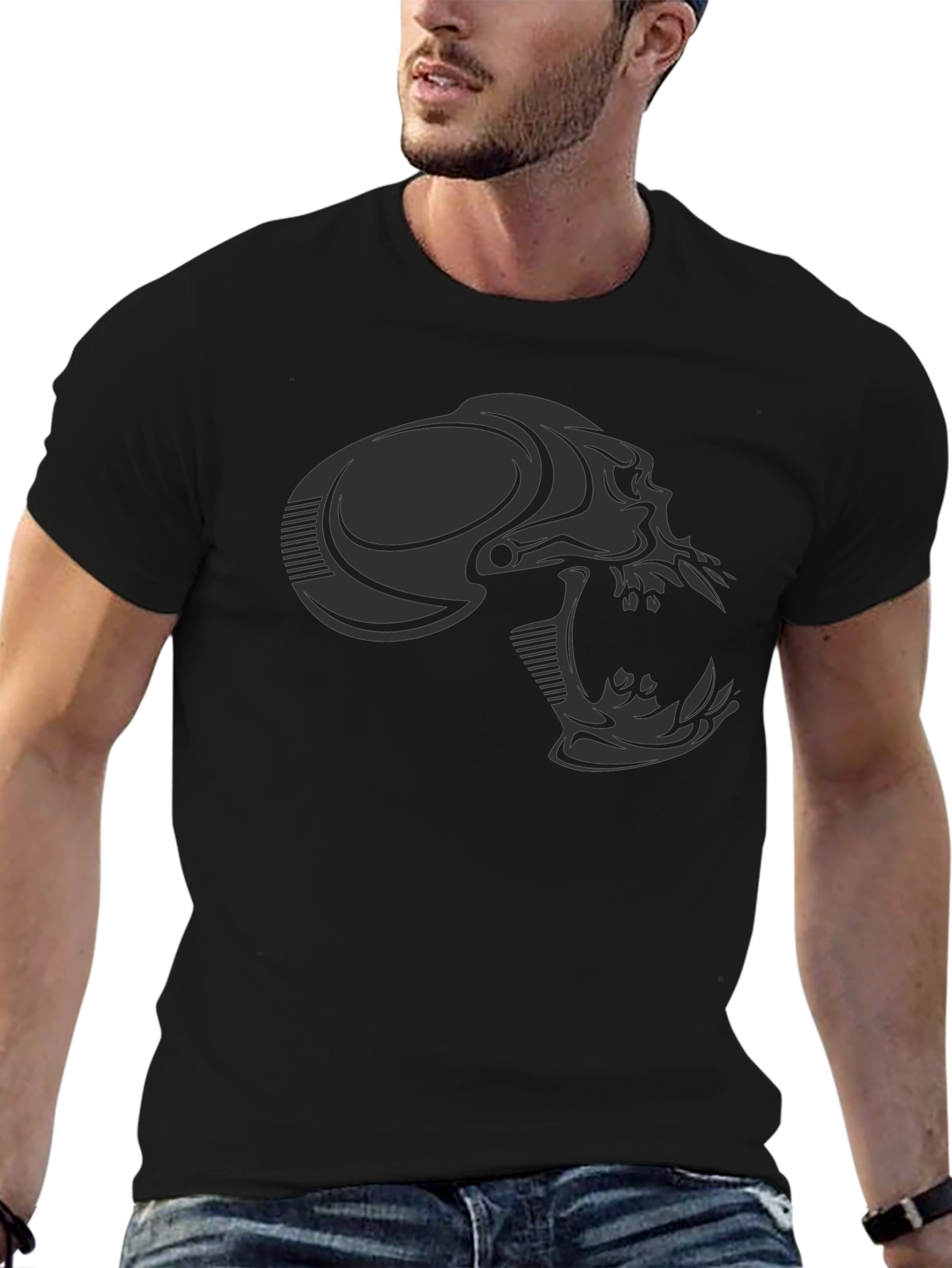 Black Skull Predator T-Shirt - Dark Graphic Tee view 6