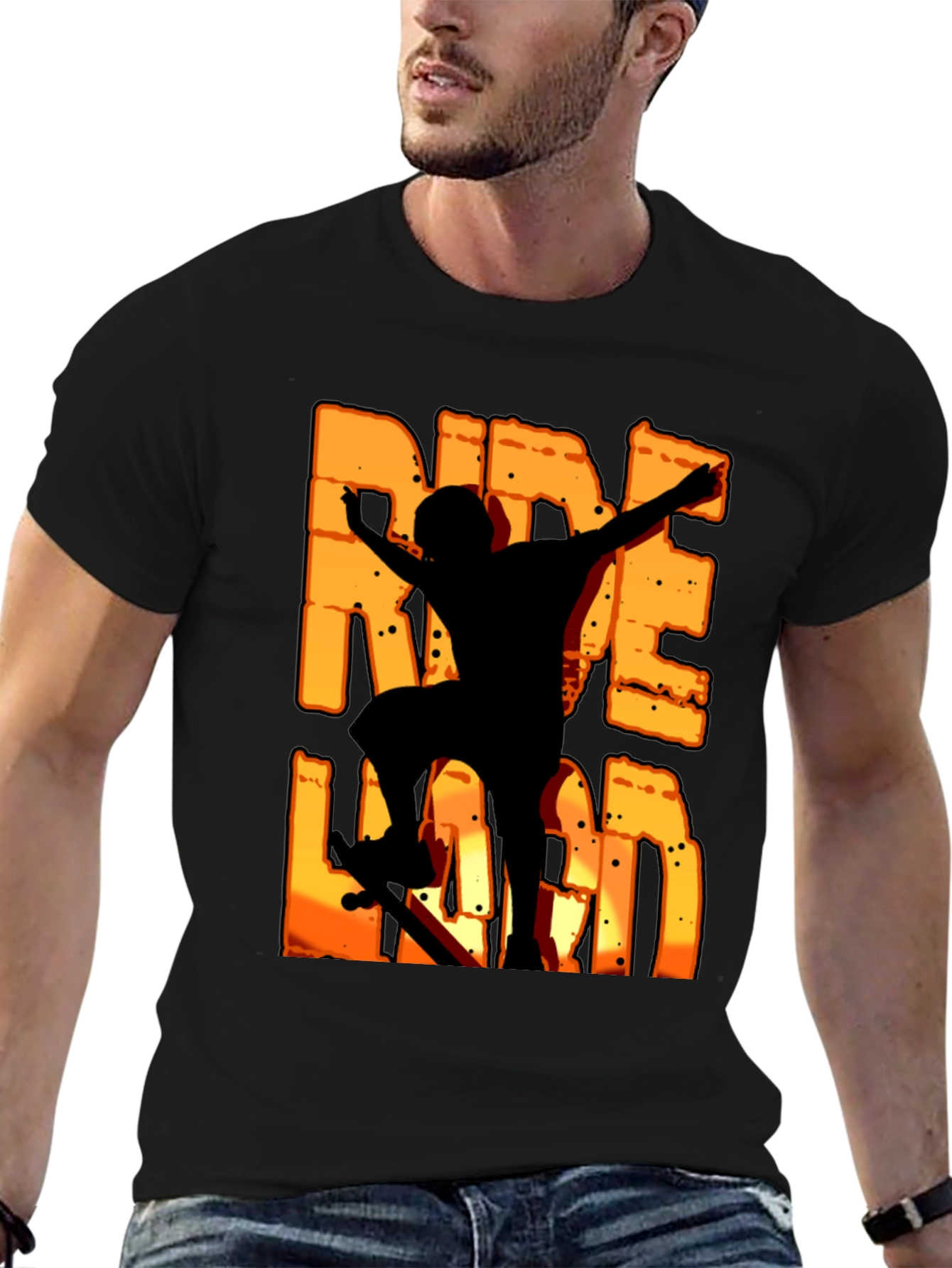 Black Ride Hard Black Graphic T-Shirt view 6