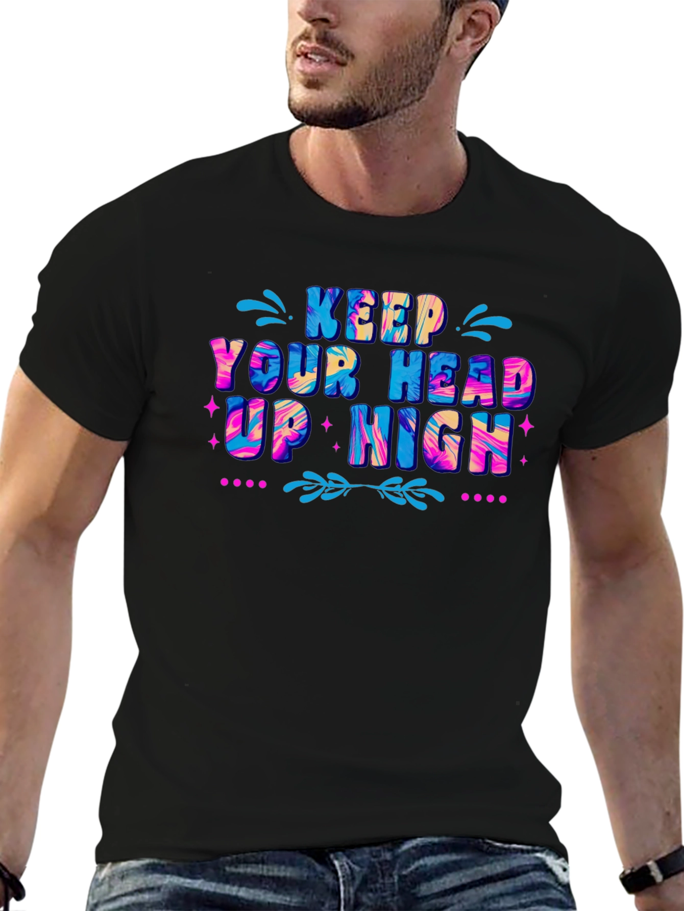 Black Keep Your Head Up High Graphic T-Shirt - Black view 6