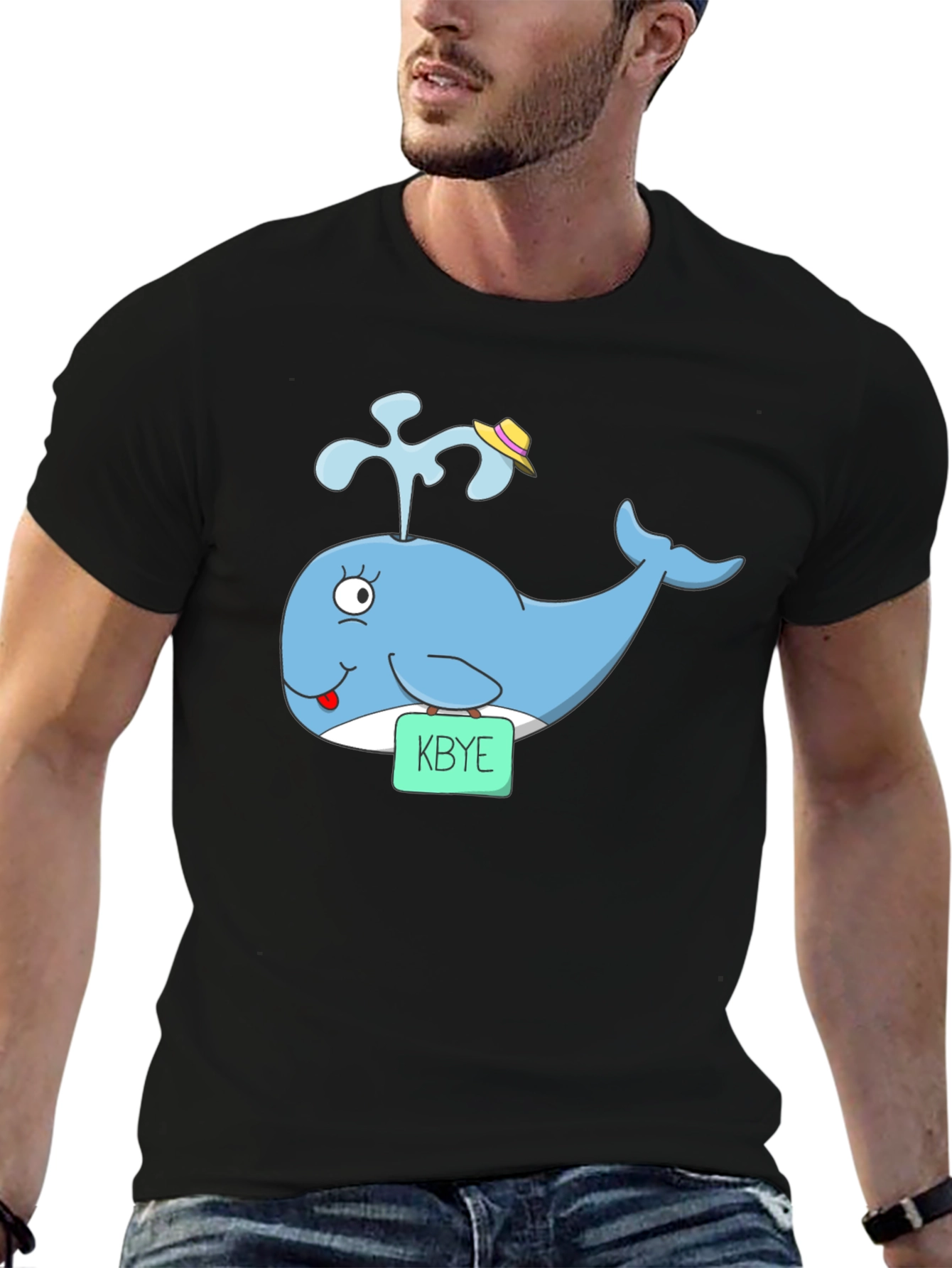 Black Whimsical Whale KBYE Graphic Tee view 6