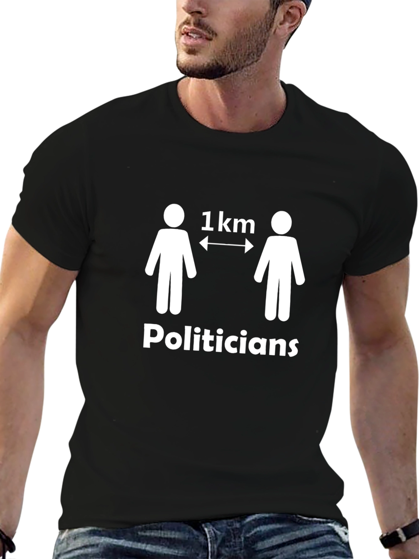 Black Politicians 1km Distance Black T-Shirt view 6