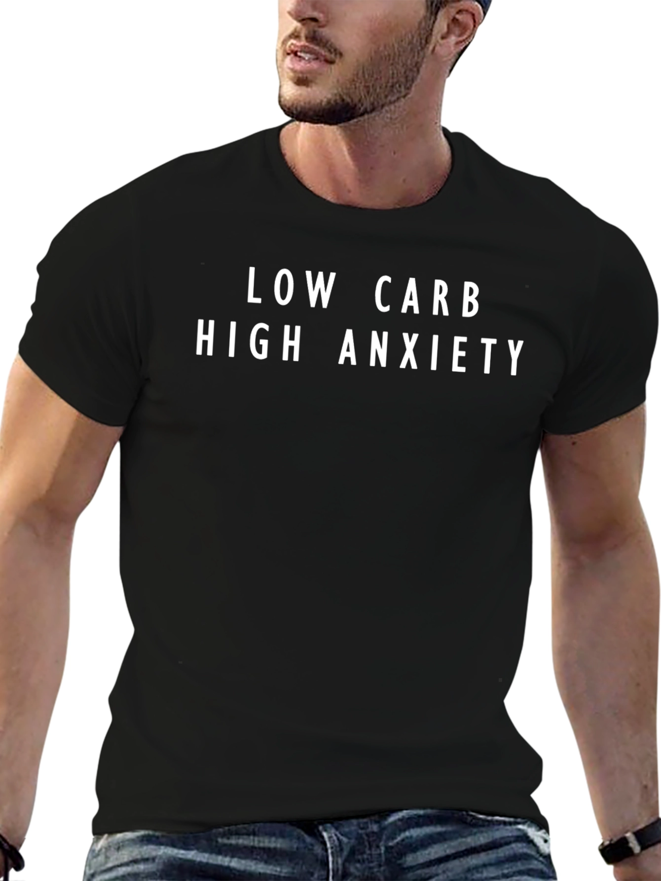 Black Low Carb High Anxiety Black Graphic Tee view 6