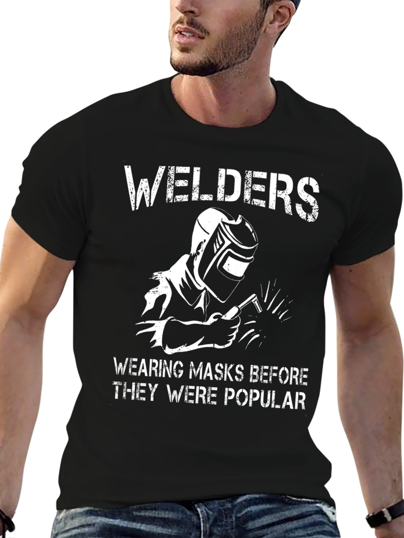 Black Welder Mask T-Shirt: Worn Before Popular view 6