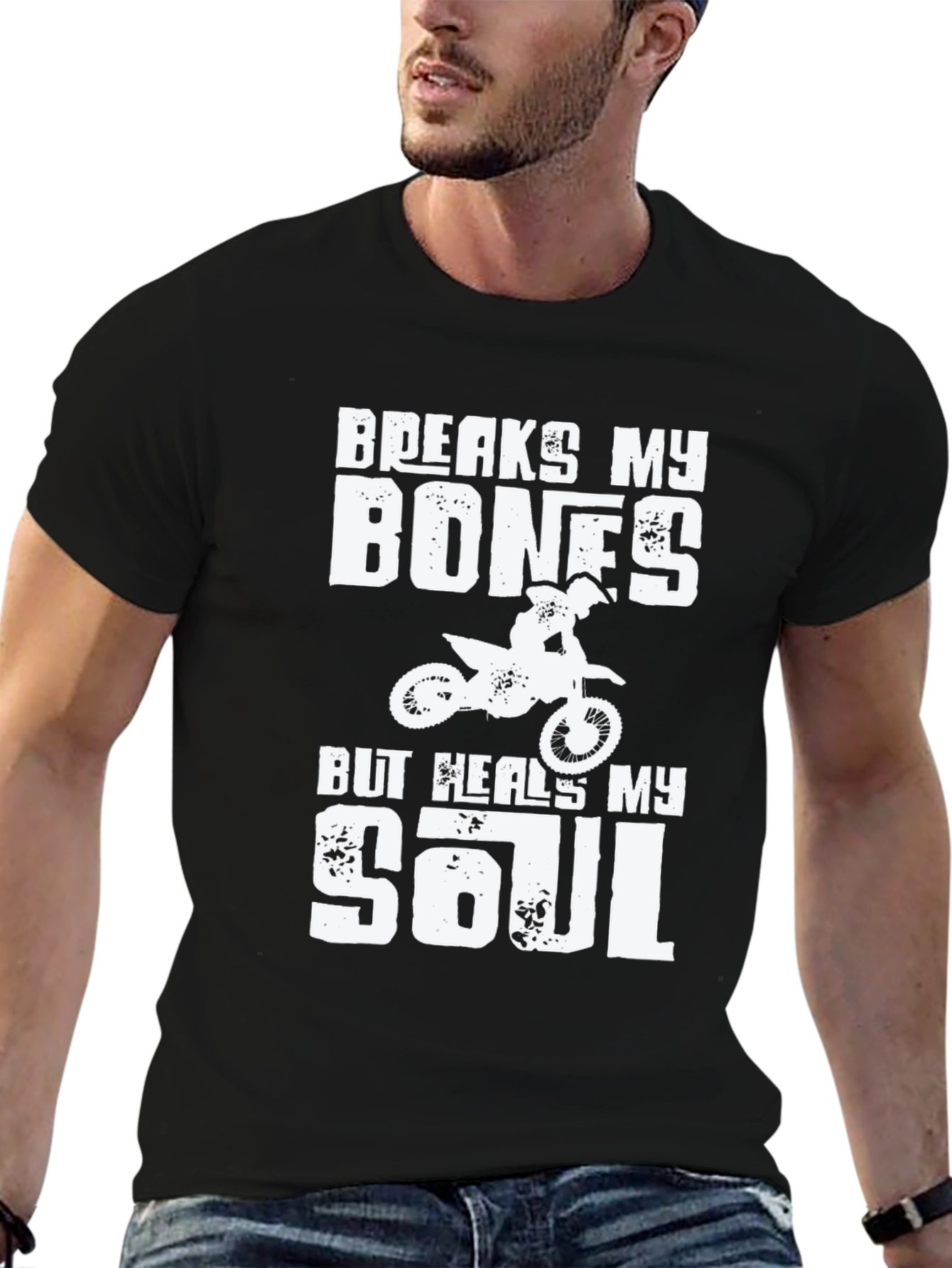 Black Breaks My Bones Dirt Bike Graphic T-Shirt view 6