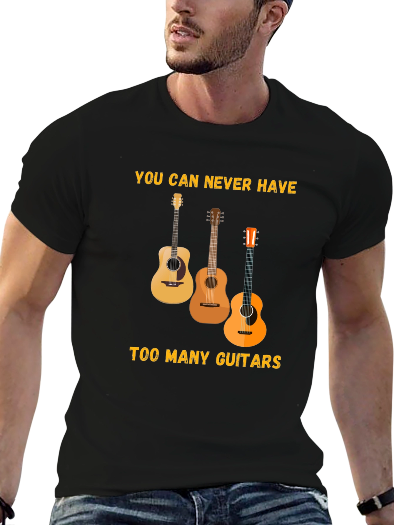 Black Guitar Lover T-Shirt: You Can Never Have Too Many view 6