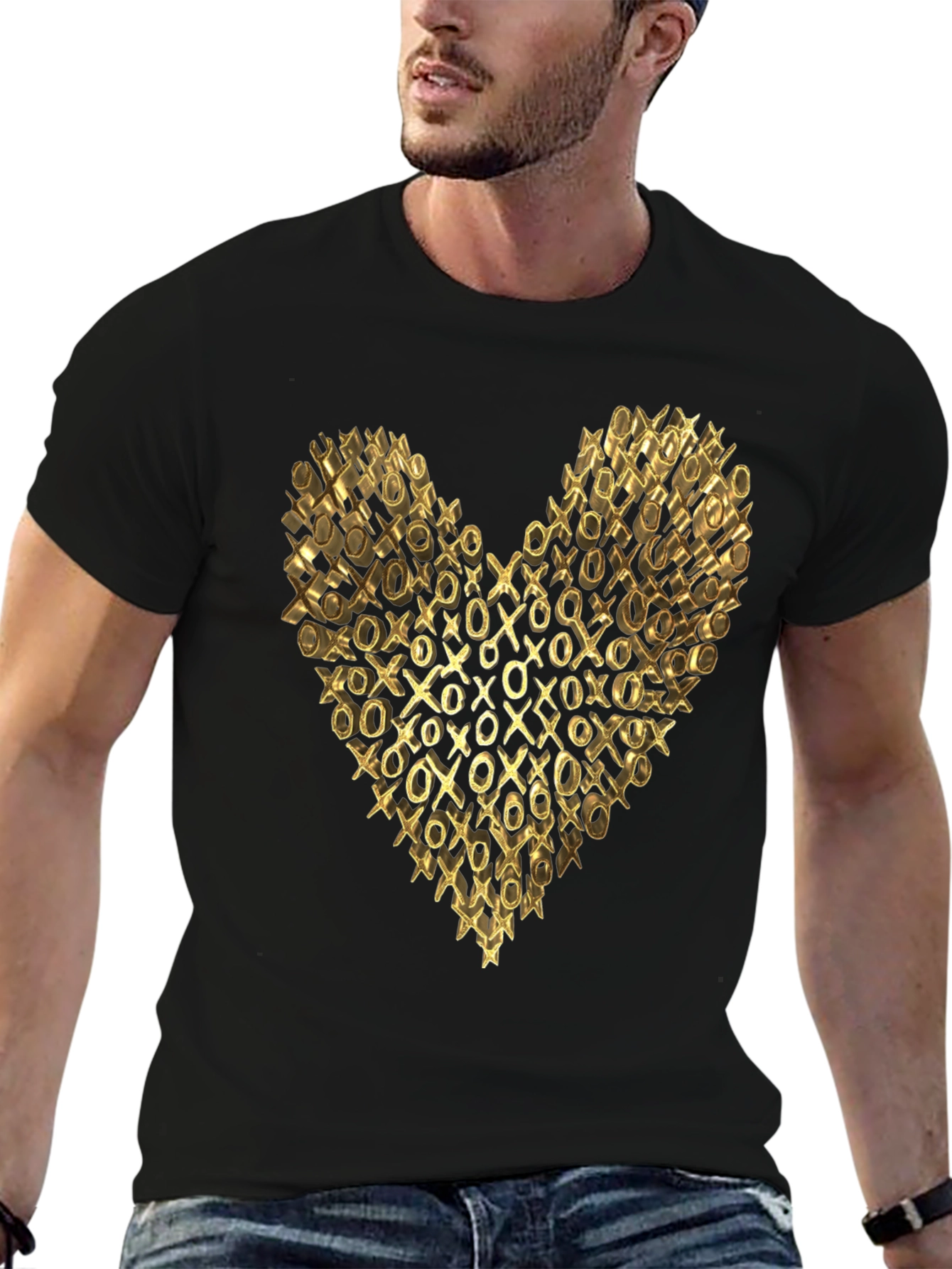 Black Golden XO Heart Black T-Shirt view 6