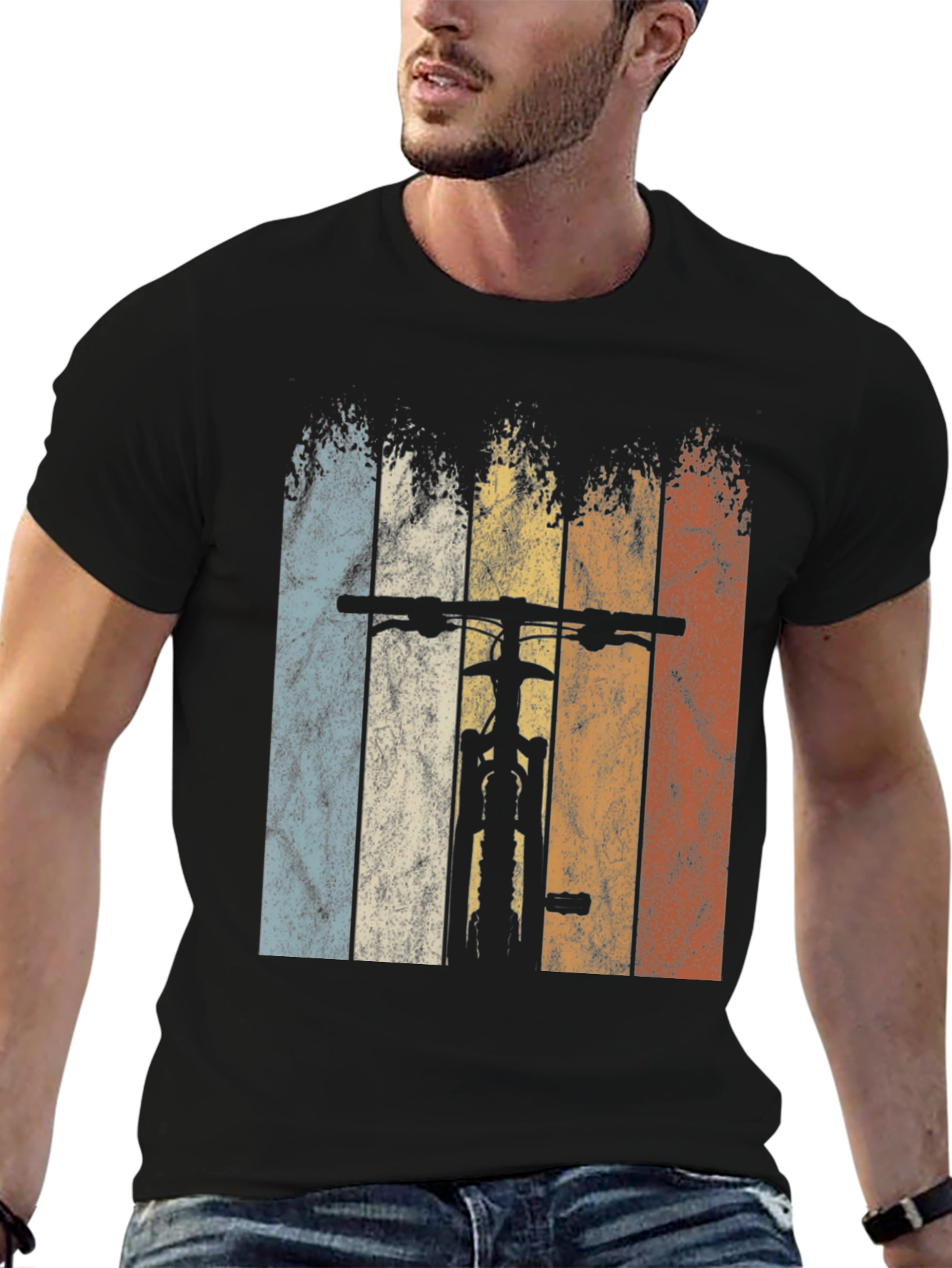 Black Vintage Mountain Bike Graphic Tee - Retro Cycling Shirt view 6