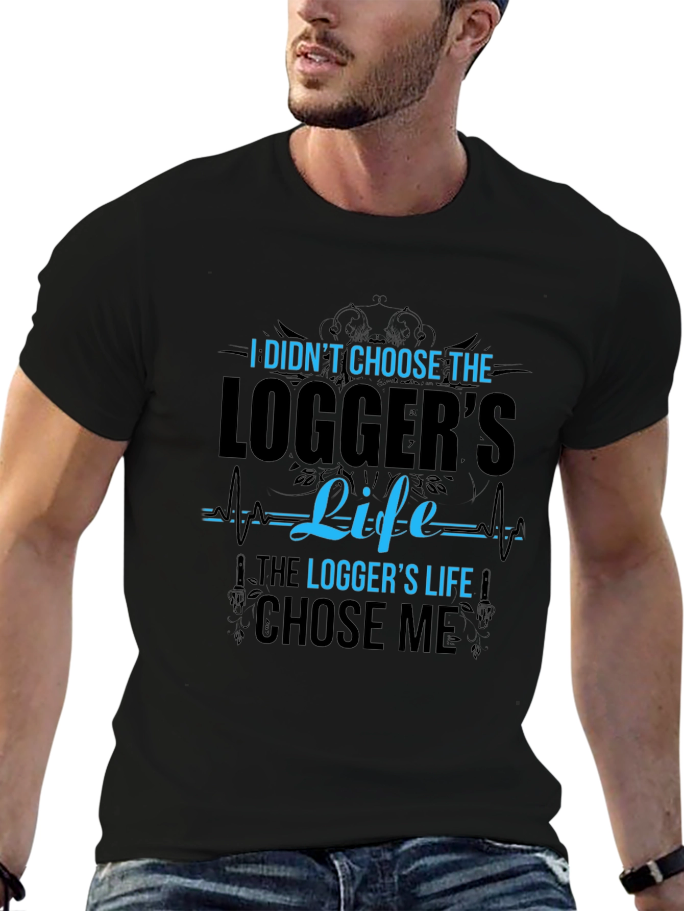 Black Logger's Life Black Cotton Graphic Tee view 6