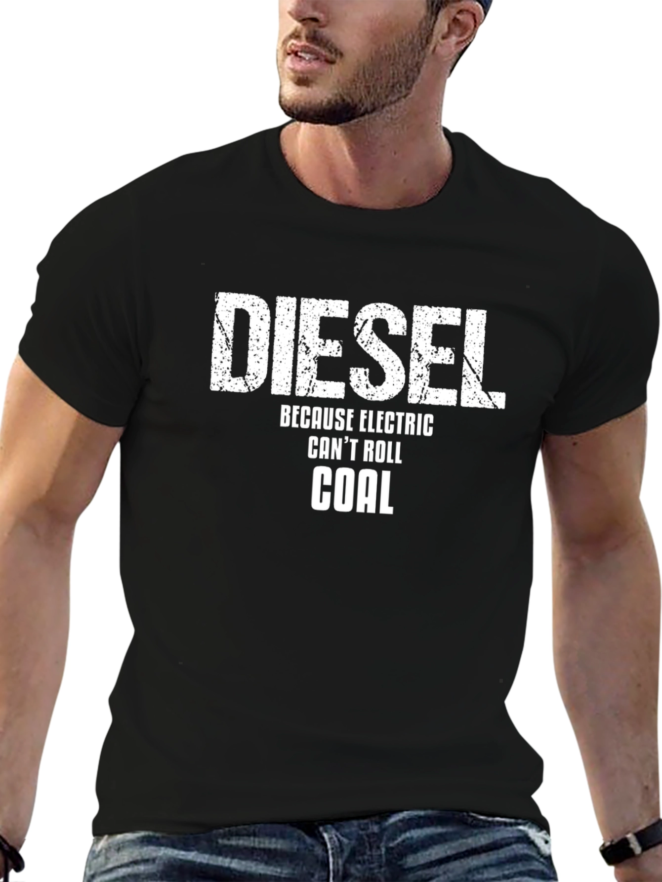 Black Diesel Because Electric Can't Roll Coal Black T-Shirt view 6