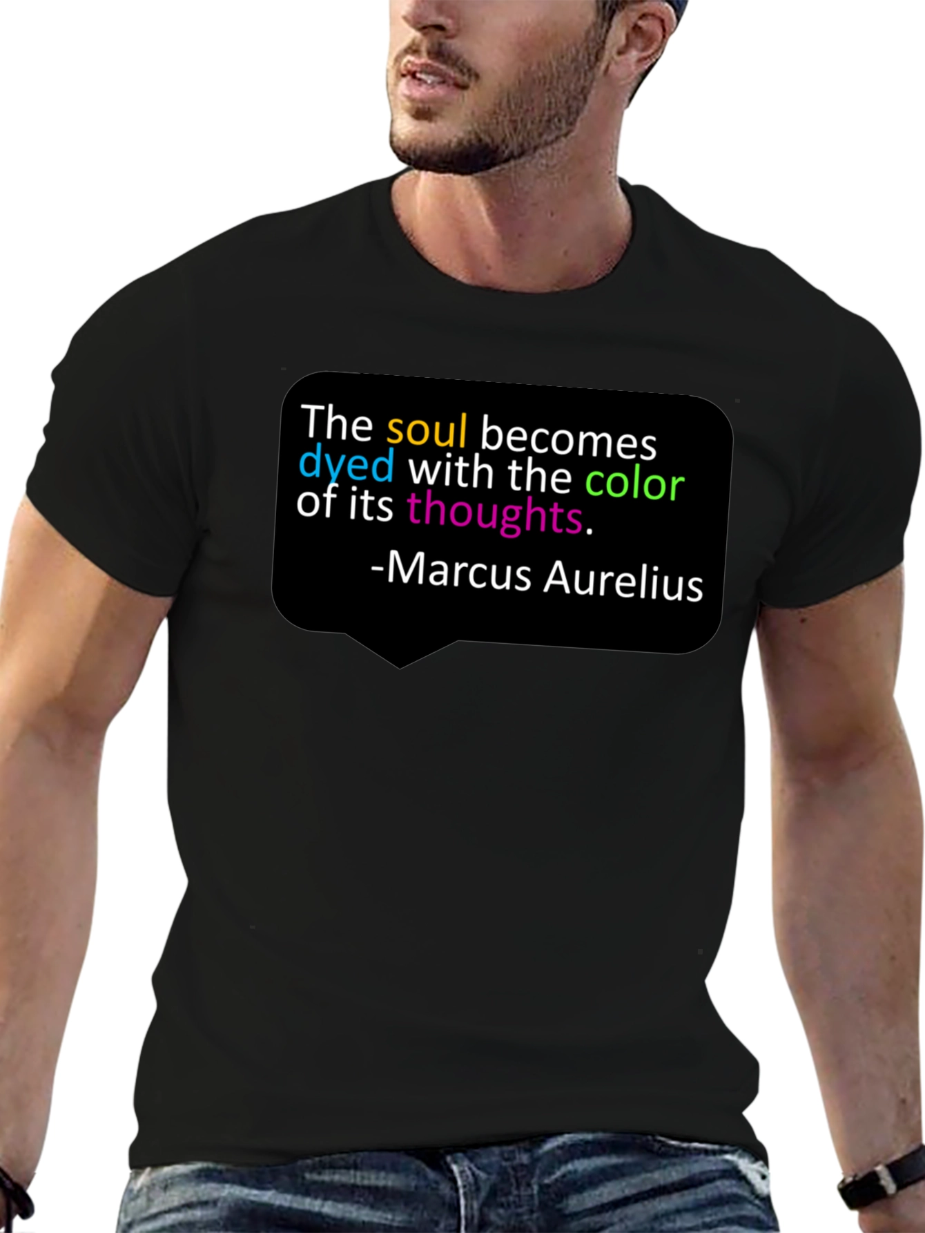Black Soul Color Marcus Aurelius Graphic Tee view 6