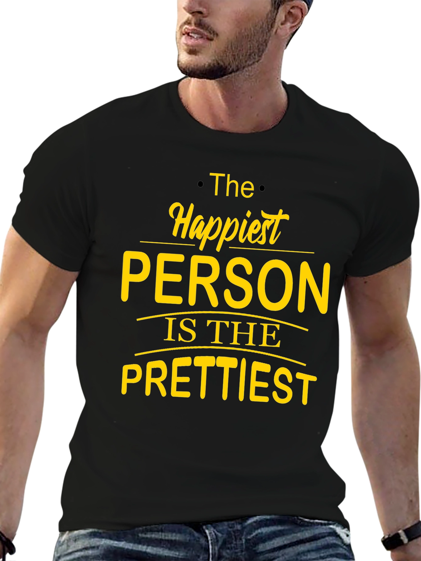 Black Happiest Person Graphic T-Shirt view 6