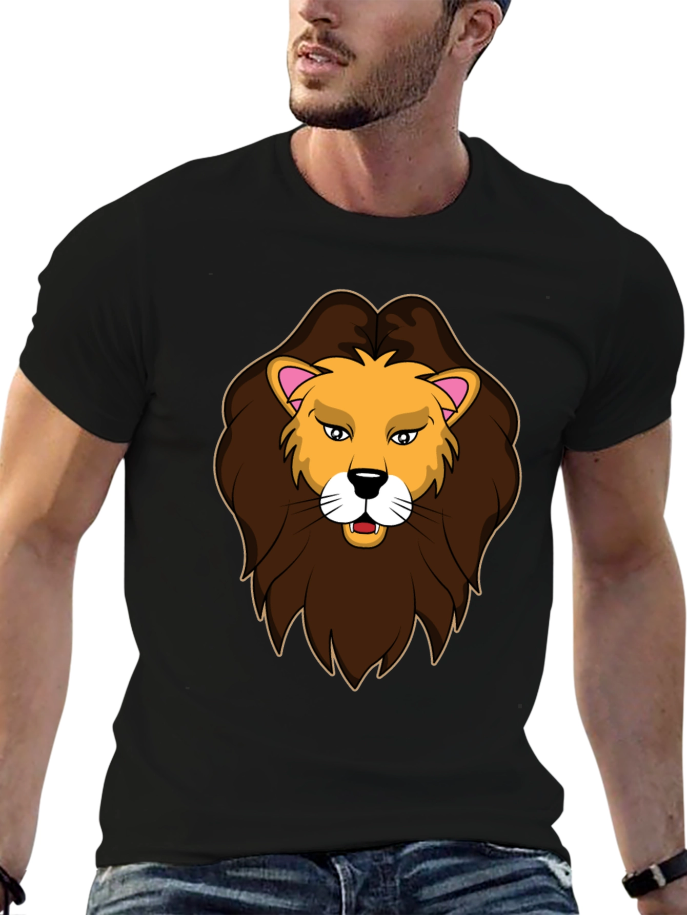 Black Lion Graphic Print Black T-Shirt view 6