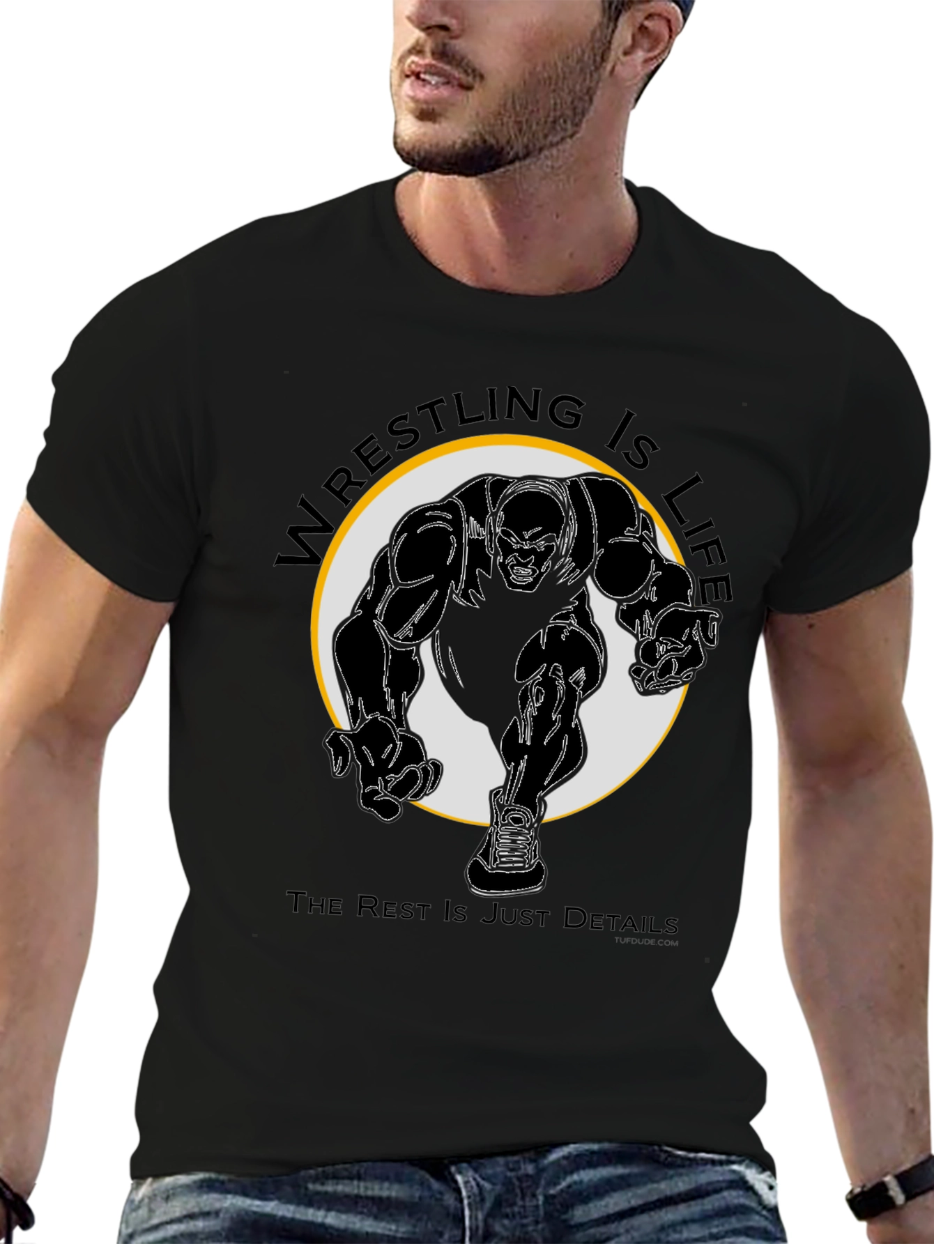 Black Wrestling Is Life Black T-Shirt view 6