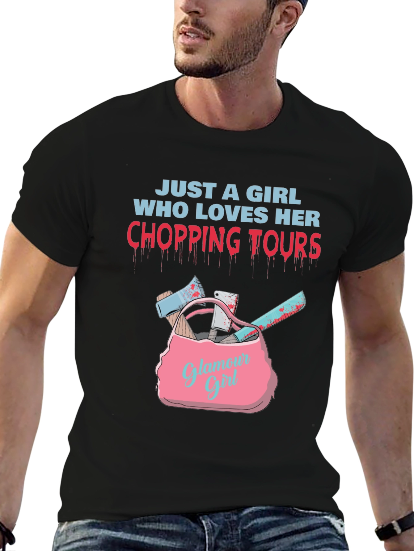Black Chopping Tours Girl T-Shirt - Horror Glam Tee view 6