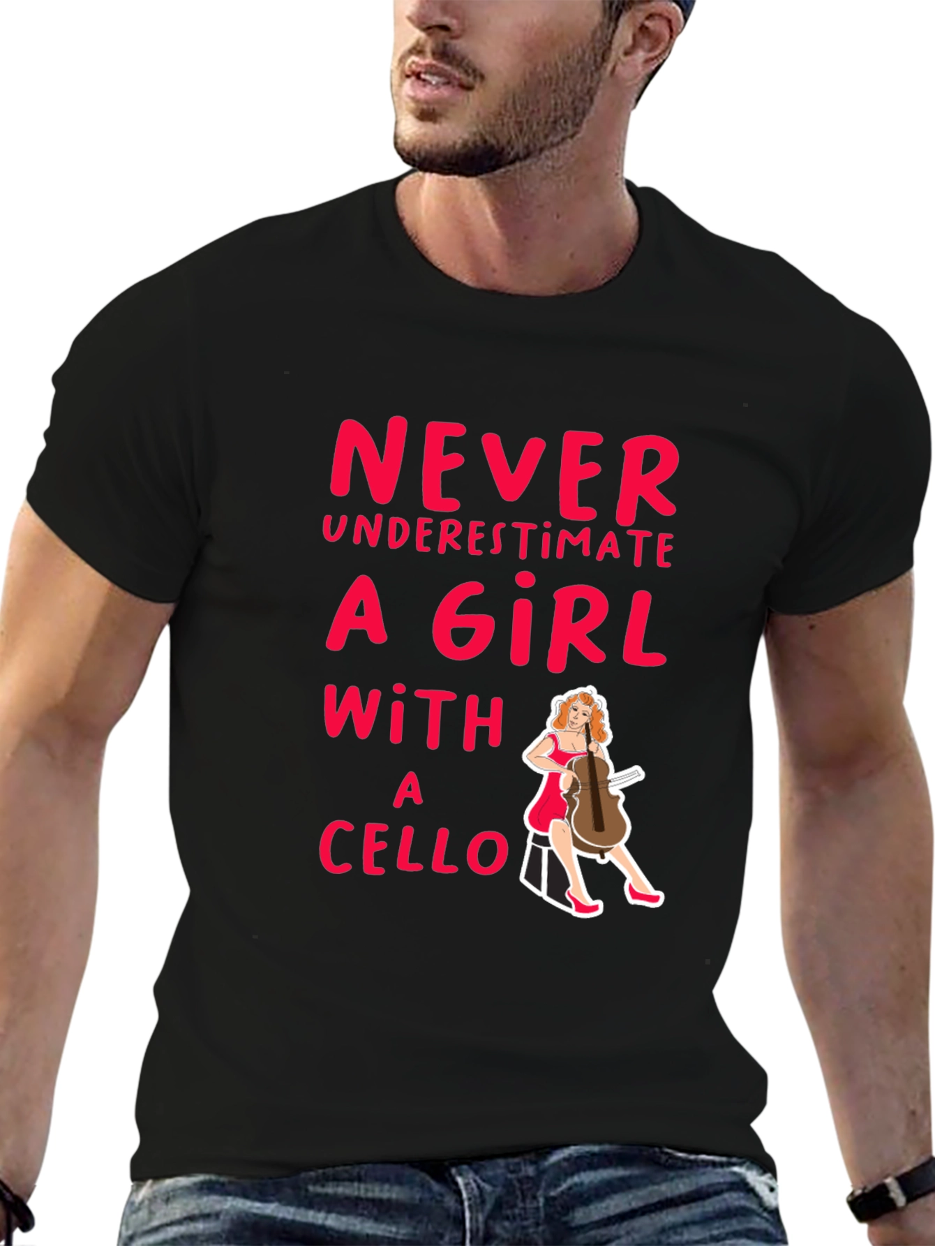 Black Never Underestimate A Girl With A Cello Black T-Shirt view 6