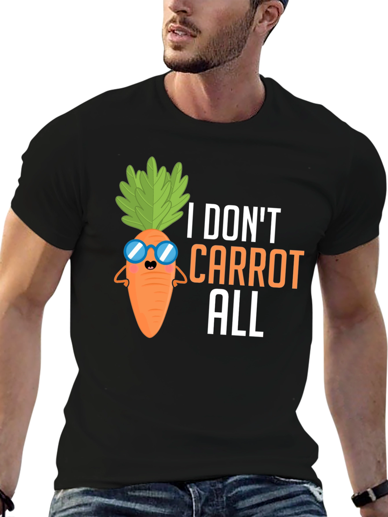 Black I Don't Carrot All T-Shirt, Funny Pun Tee view 6