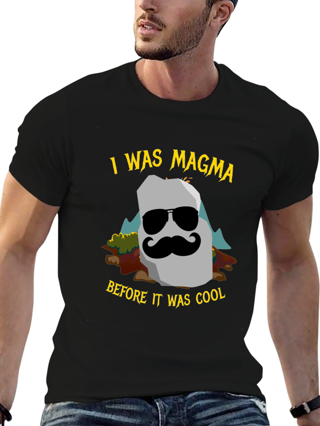 Black I Was Magma Cool Graphic T-Shirt view 6