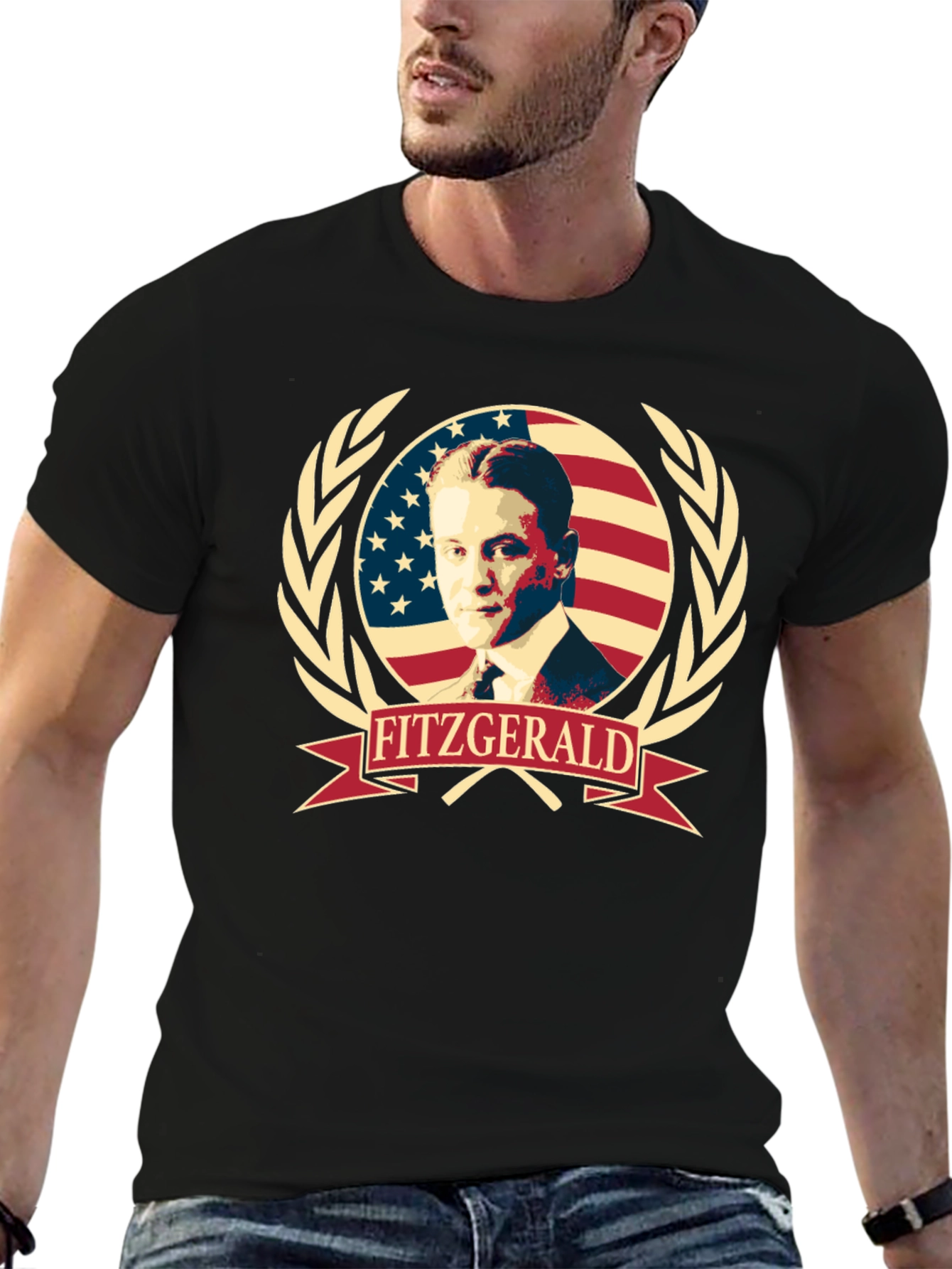 Black F. Scott Fitzgerald Patriotic Tee view 6
