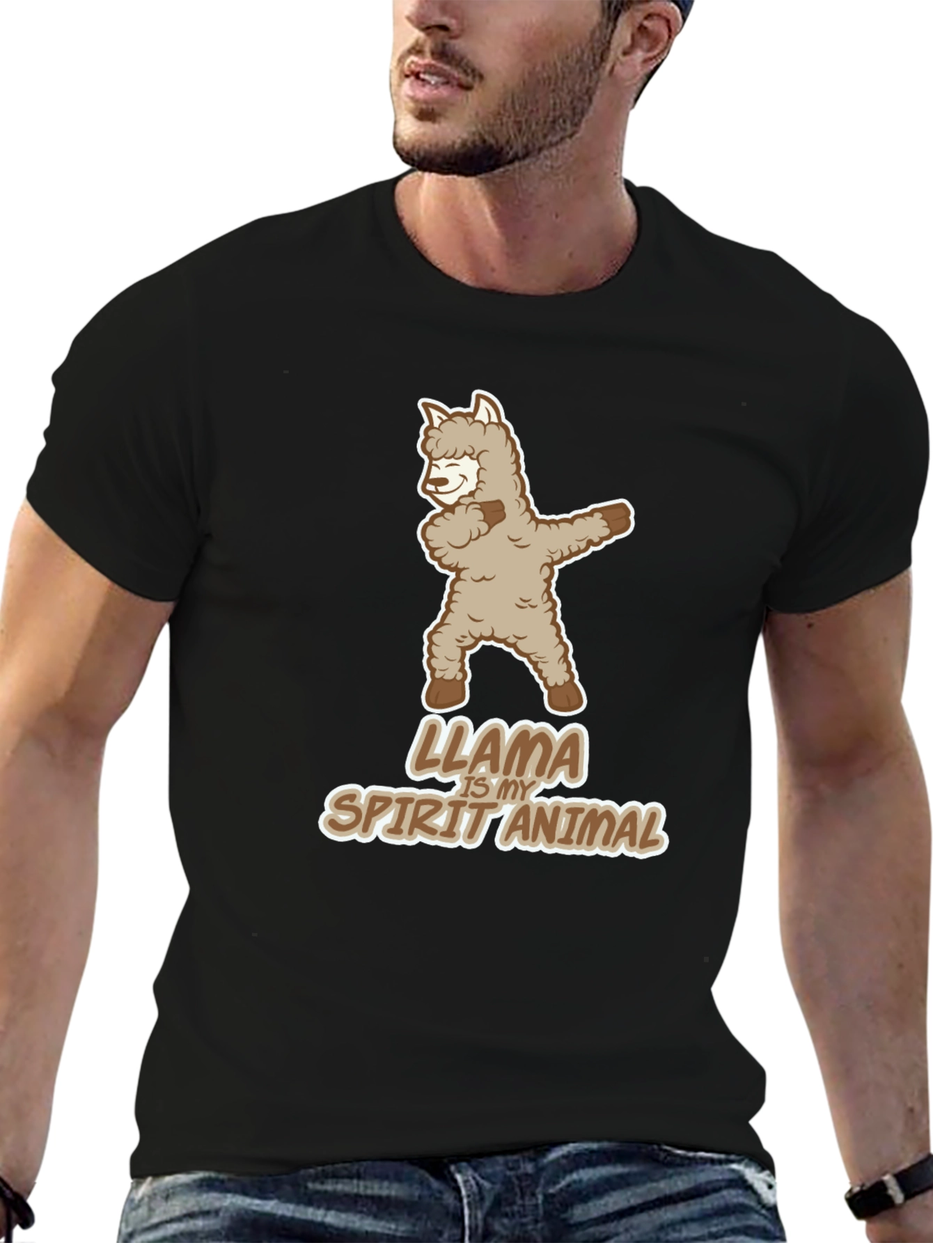 Black Llama is My Spirit Animal Dab Black Tee view 6