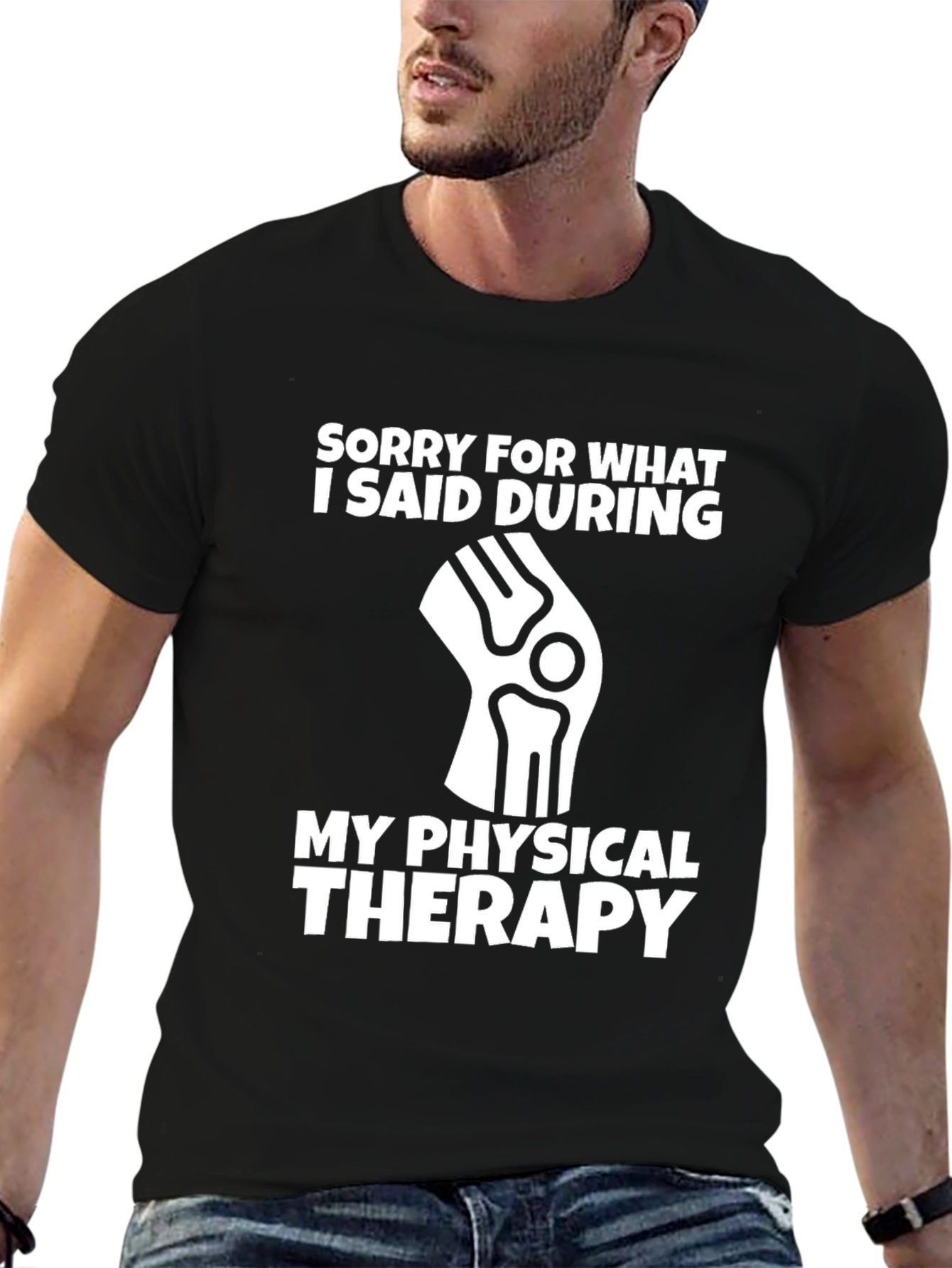 Black Sorry For What I Said Physical Therapy Graphic Tee view 6
