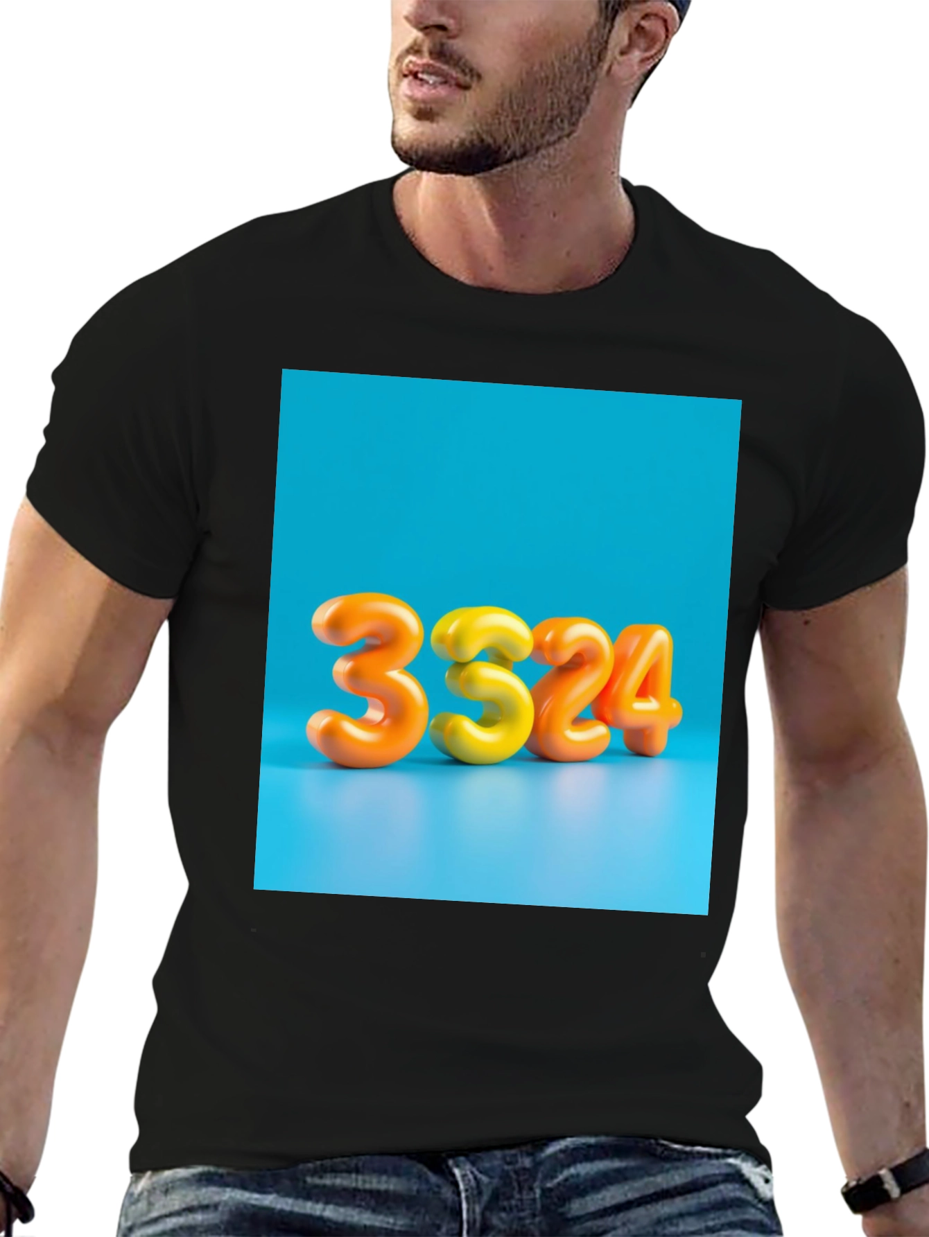 Black 3324 Graphic Tee - Bold Number Design view 6