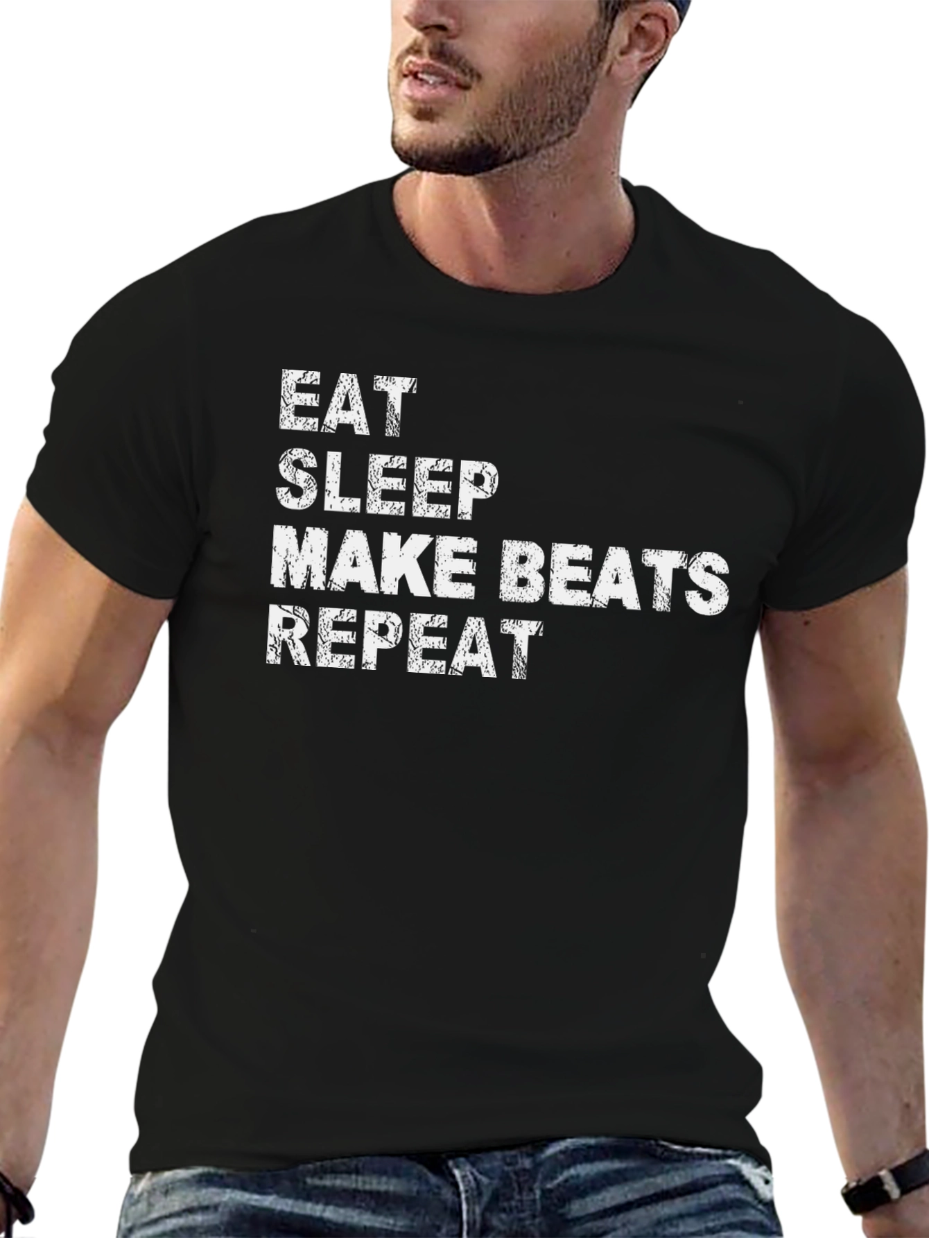 Black Eat Sleep Make Beats Repeat Graphic T-Shirt view 6
