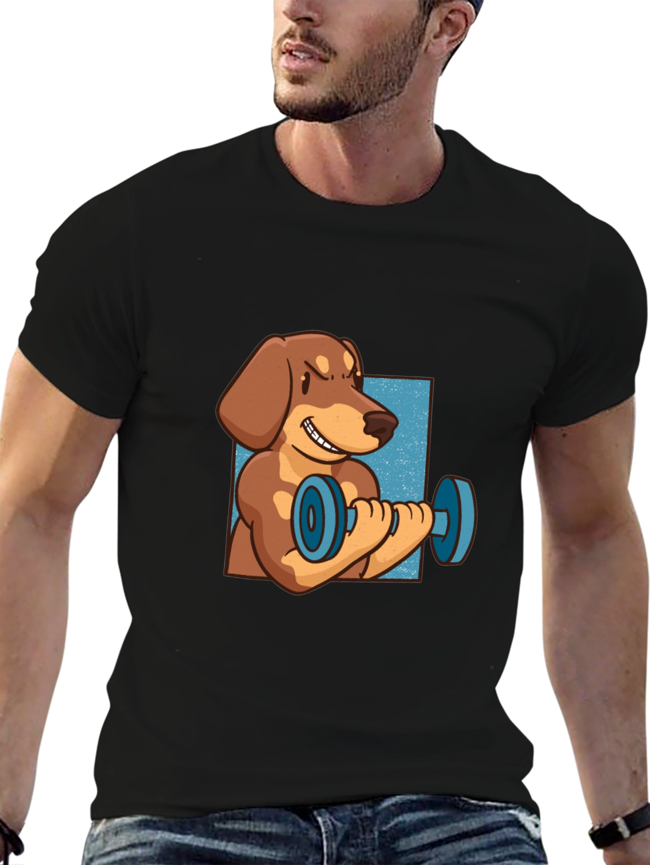 Black Dachshund Weights Black T-Shirt view 6