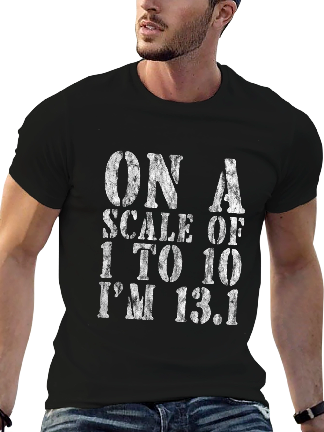 Black Funny Marathon Runner T-Shirt - On a Scale to 10 I'm 13.1 view 6