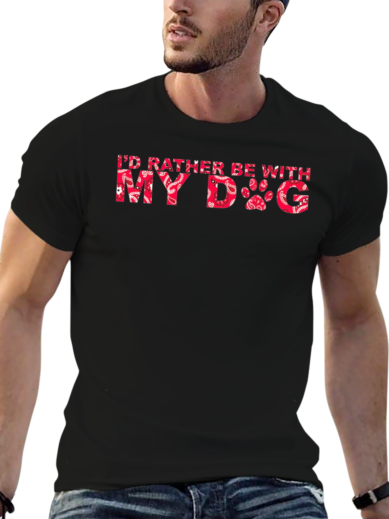 Black I'd Rather Be With My Dog T-Shirt view 6