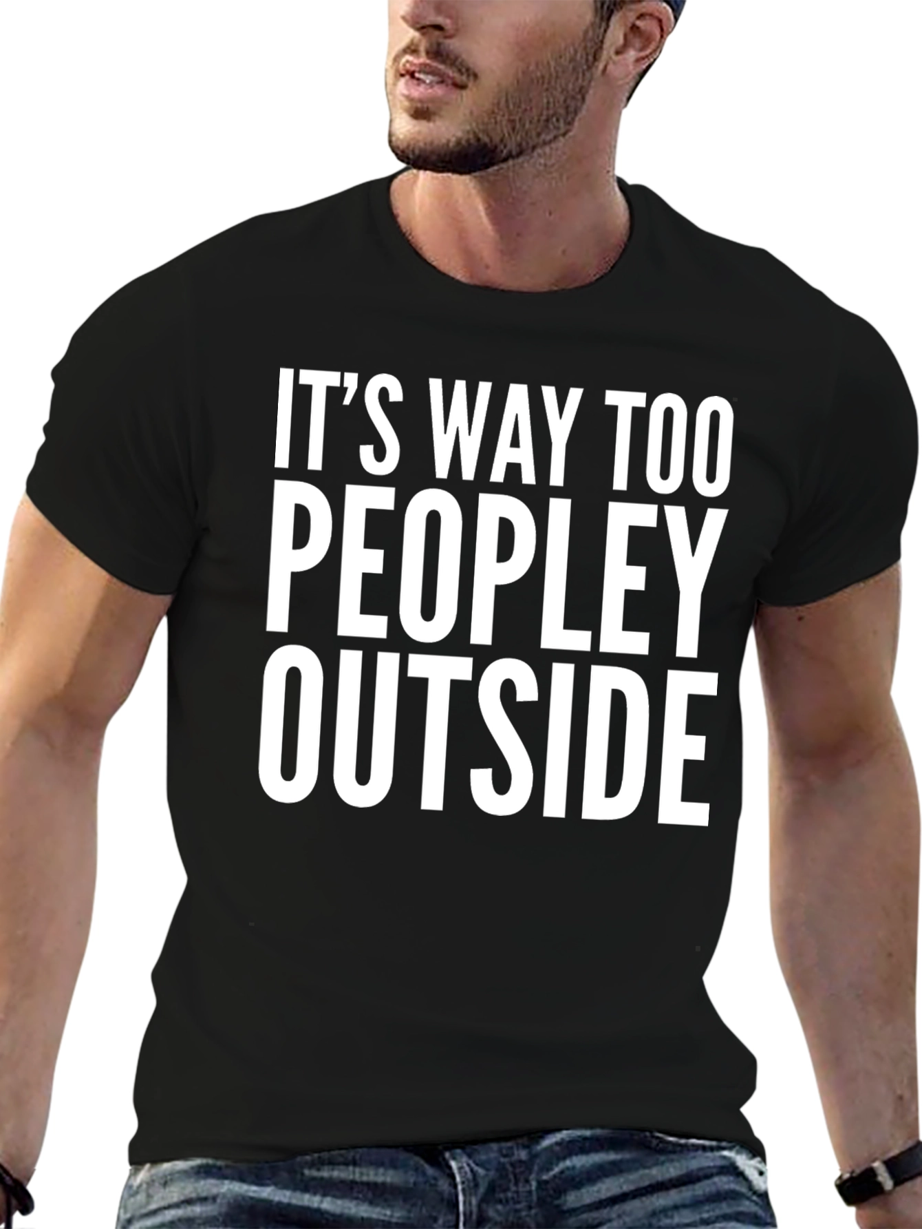 Black Funny Introvert T-Shirt - Too Peopley Outside Tee view 6
