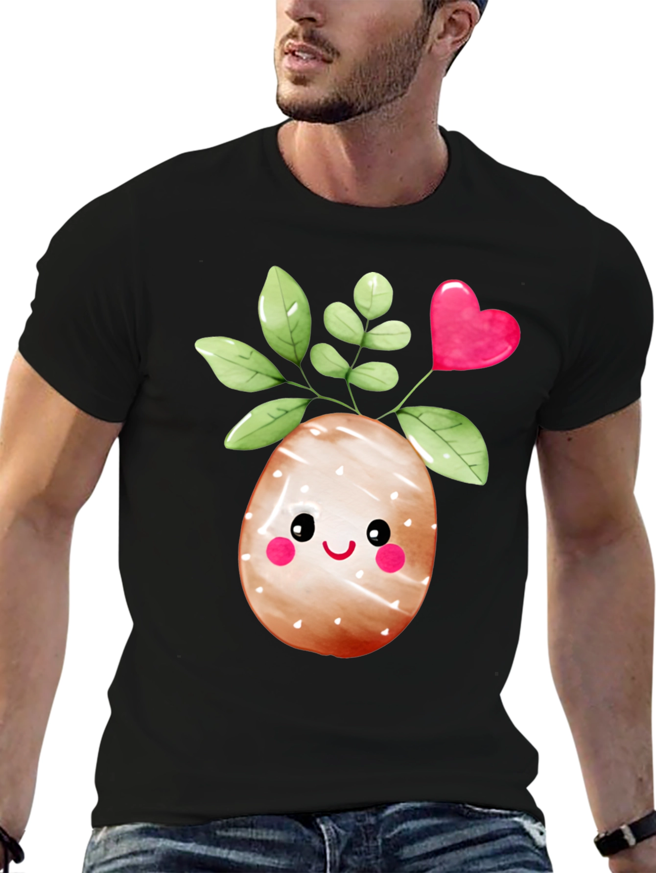 Black Cute Easter Egg Plant Graphic Tee view 6