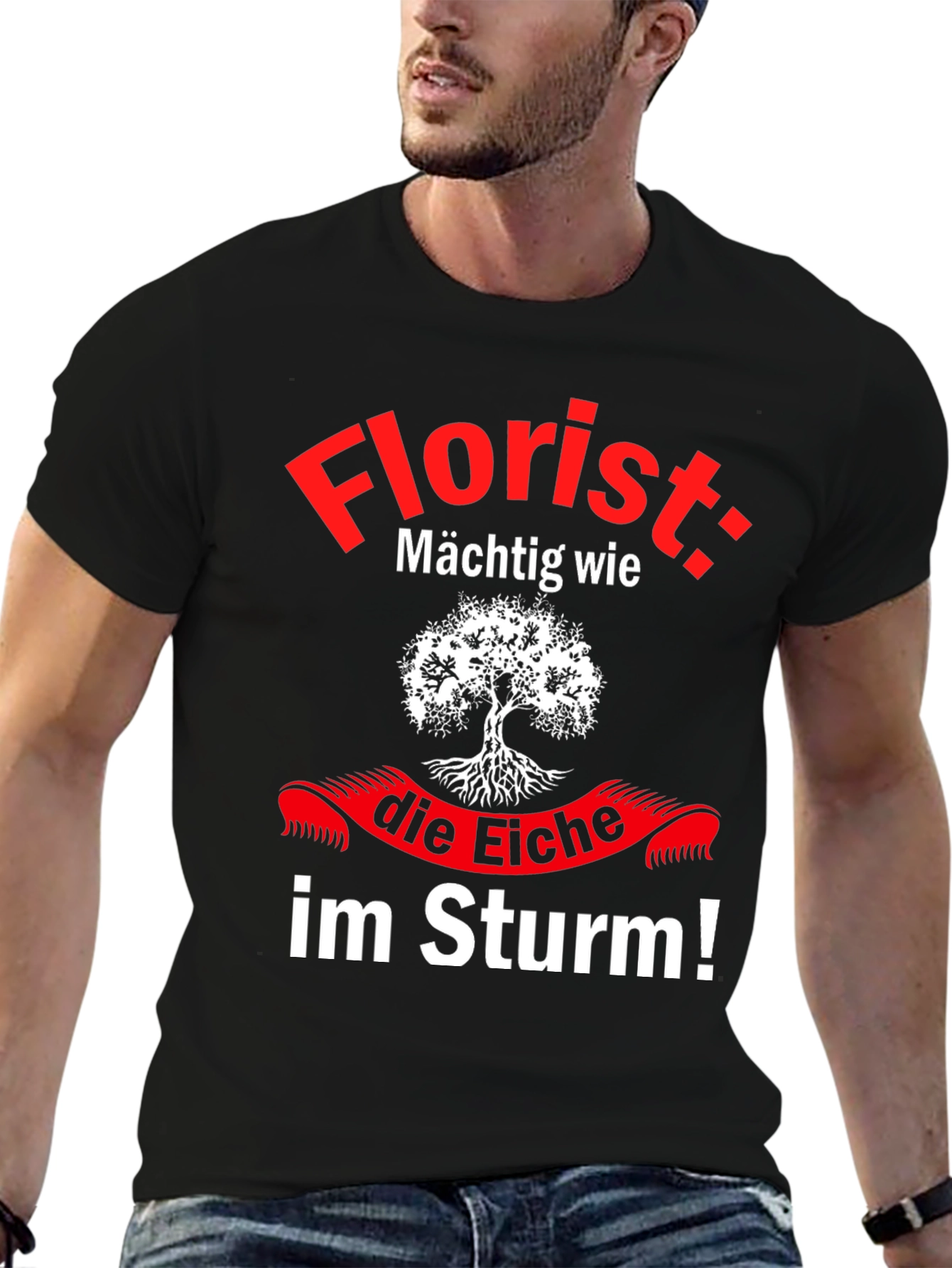 Black Florist Powerful Like an Oak Tree T-Shirt view 6