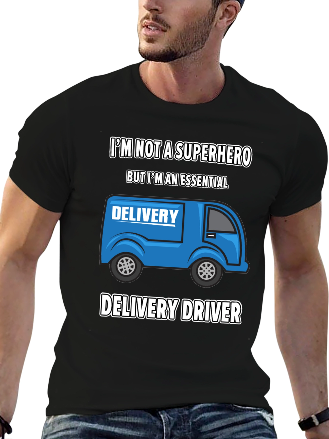 Black Essential Delivery Driver Graphic T-Shirt view 6