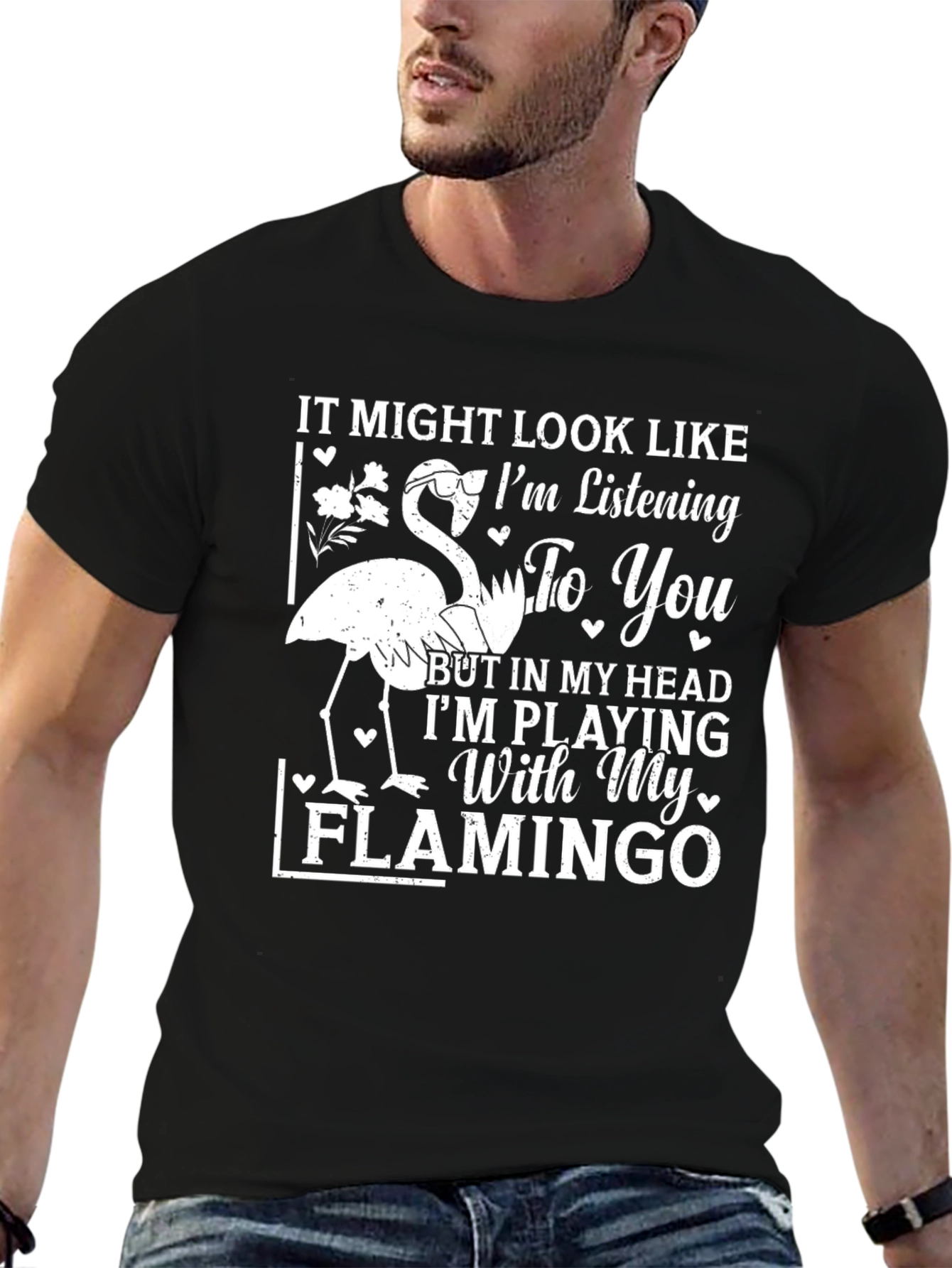 Black Flamingo Lover T-Shirt - Funny Graphic Tee view 6