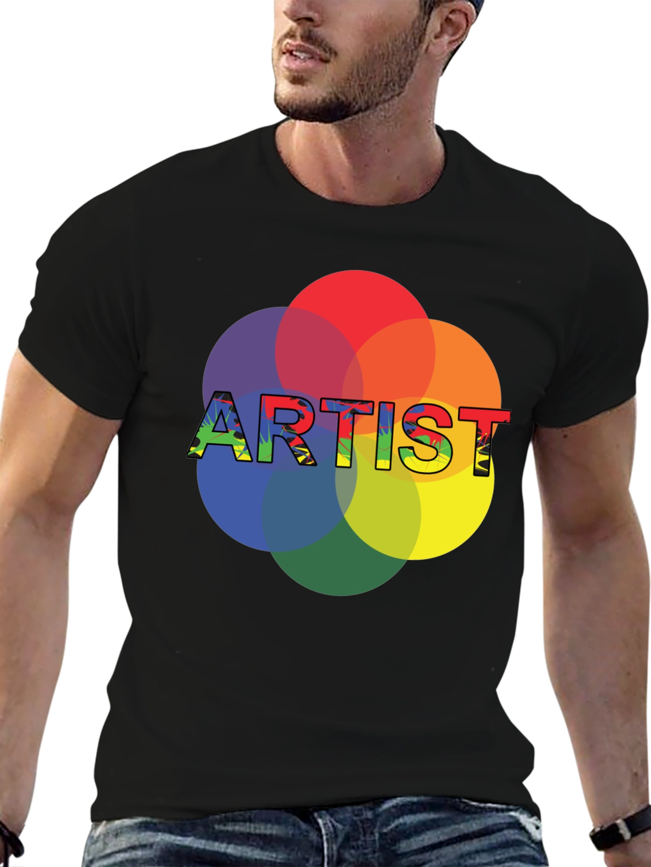 Black Artist Color Wheel Graphic Tee - Creative Expression T-Shirt view 6