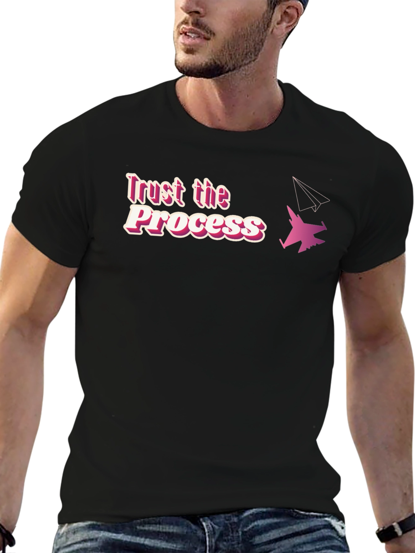 Black Trust the Process T-Shirt - Aviation Design view 6