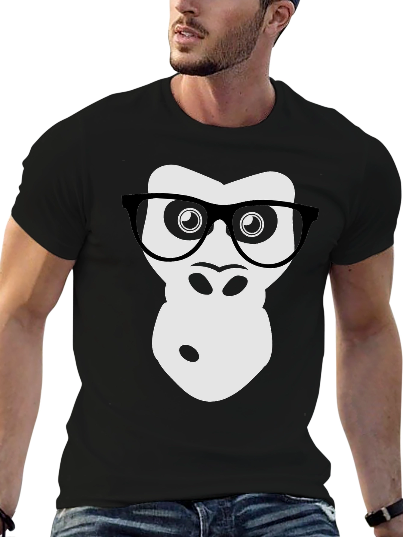Black Geek Gorilla Graphic Tee - Cool Animal Shirt view 6