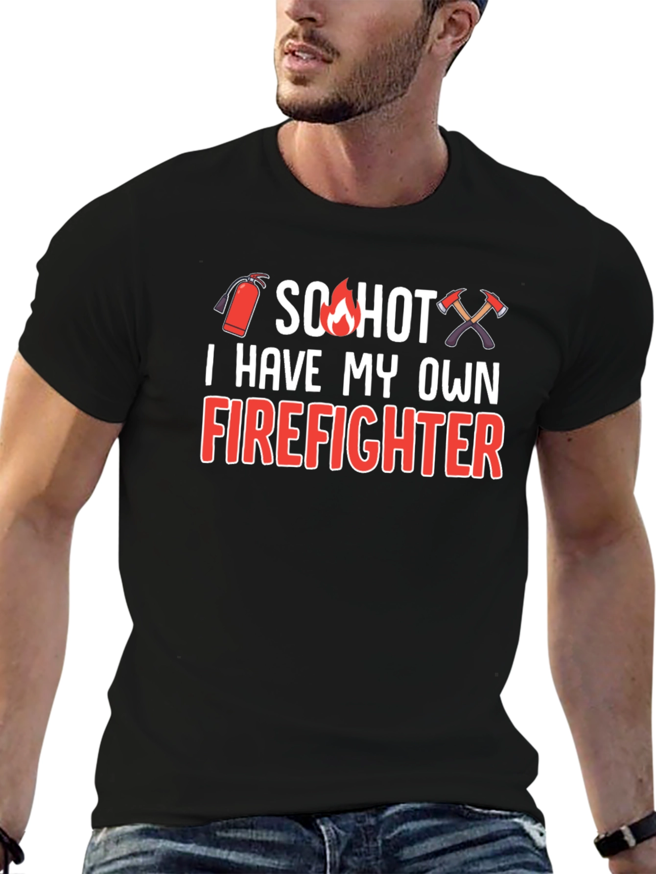 Black So Hot Firefighter Graphic T-Shirt view 6
