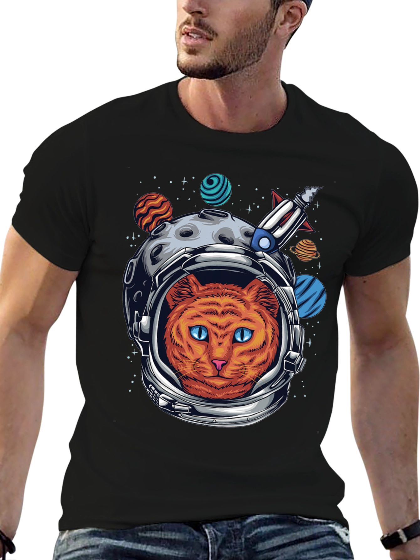 Black Cat Astronaut Graphic Tee view 6