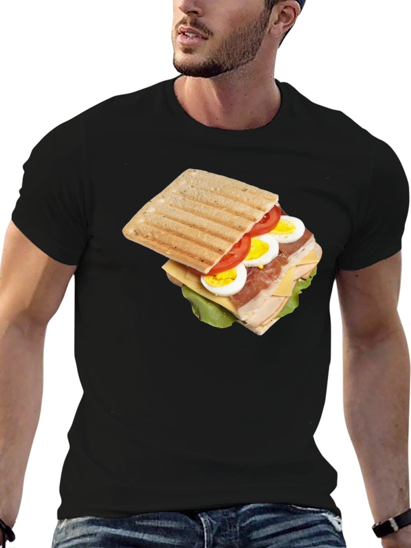 Black Sandwich Graphic Tee - Unique Food T-Shirt view 6