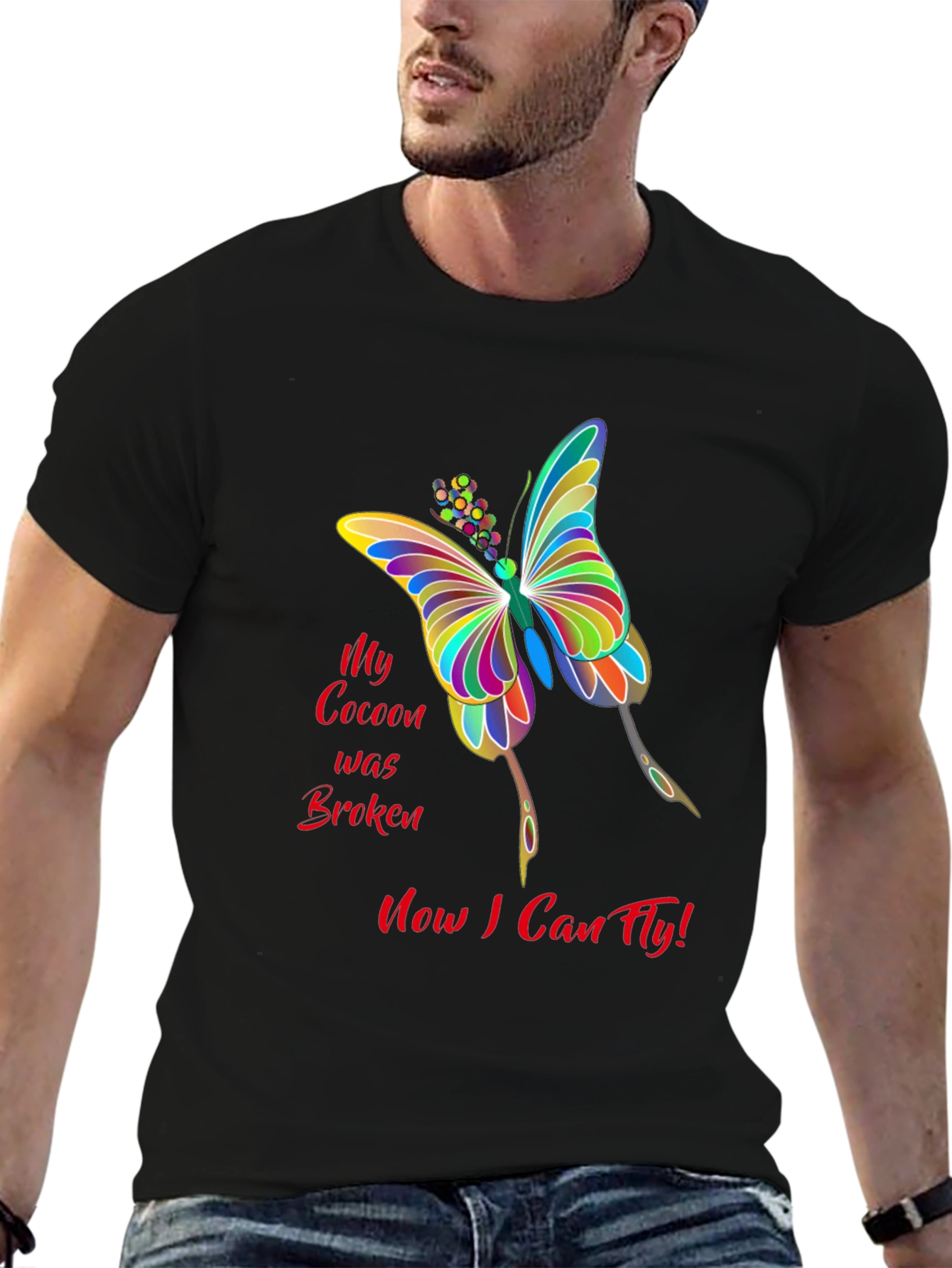 Black Butterfly Freedom Tee: "Now I Can Fly!" view 6