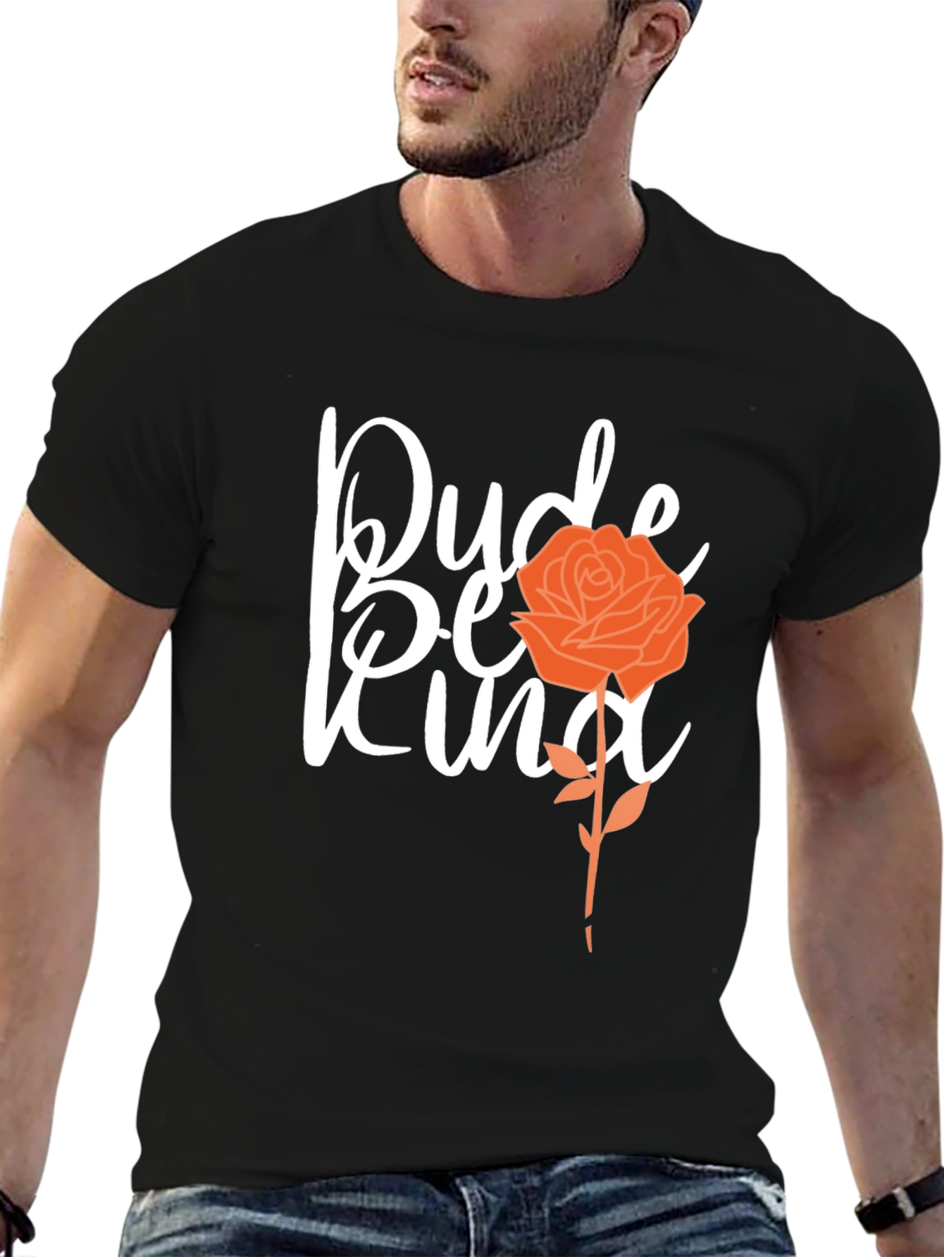Black Dude Be Kind Graphic Tee - Rose Design view 6