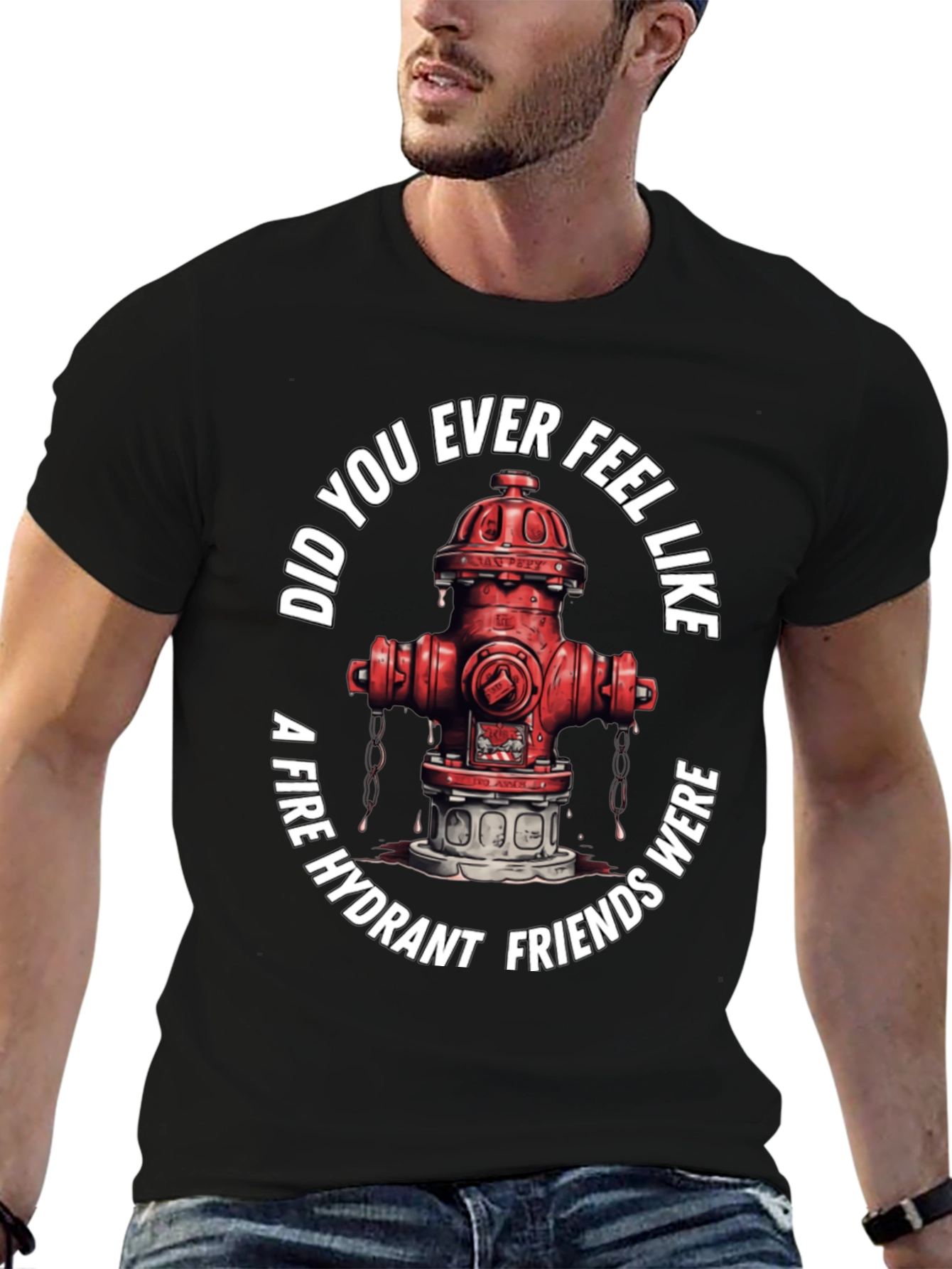 Black Fire Hydrant Friends T-Shirt view 6