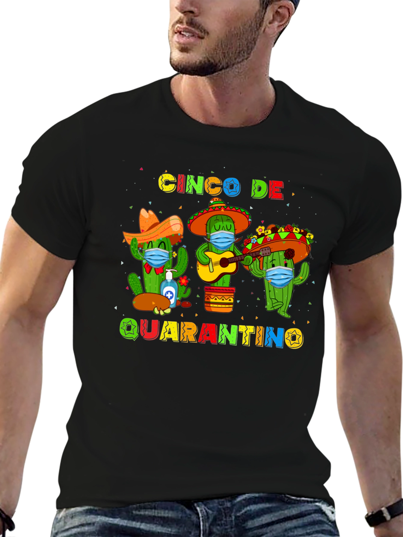 Black Cinco De Quarantino T-Shirt view 6