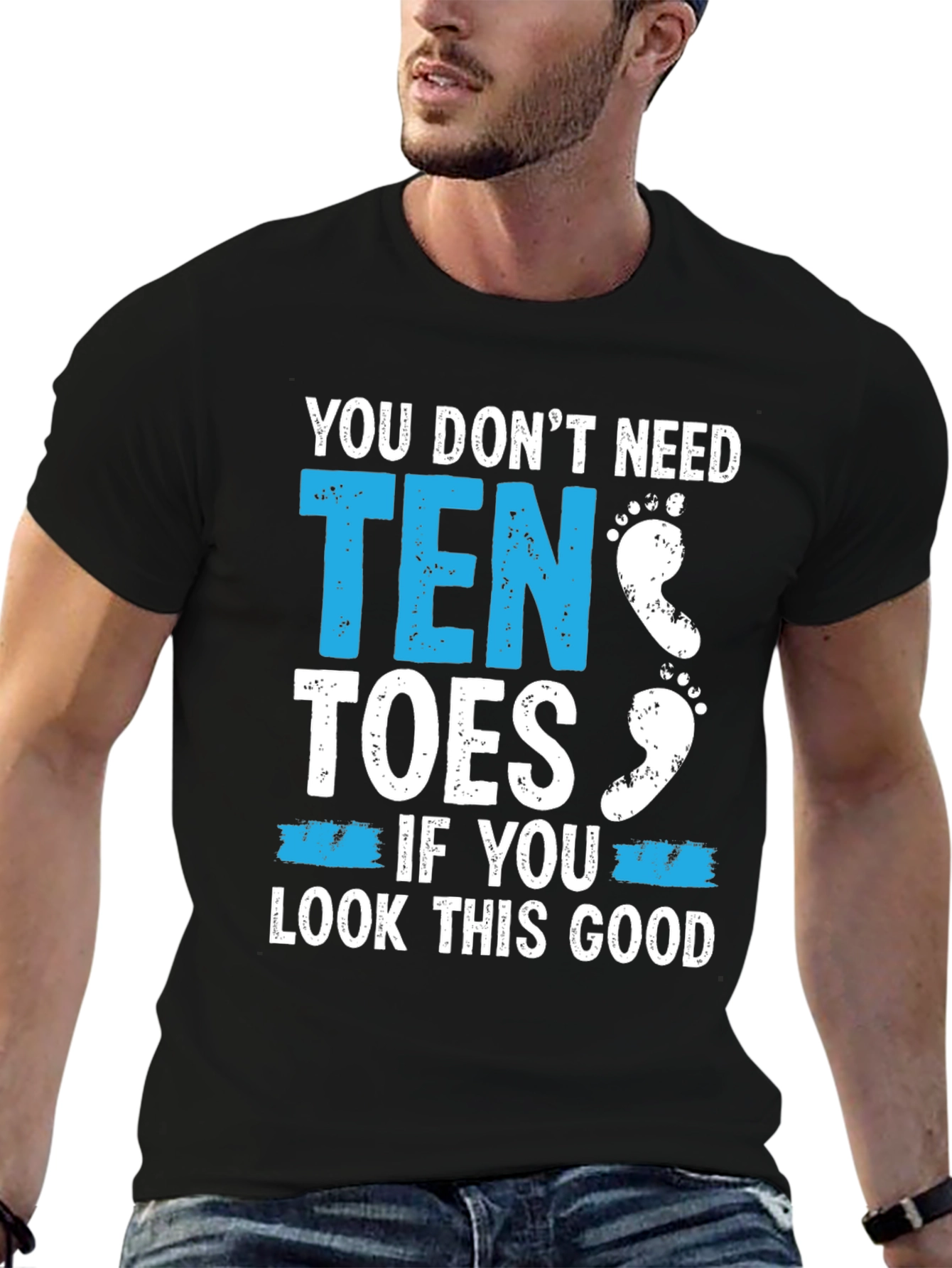 Black Funny Amputee T-Shirt - You Don't Need Ten Toes view 6